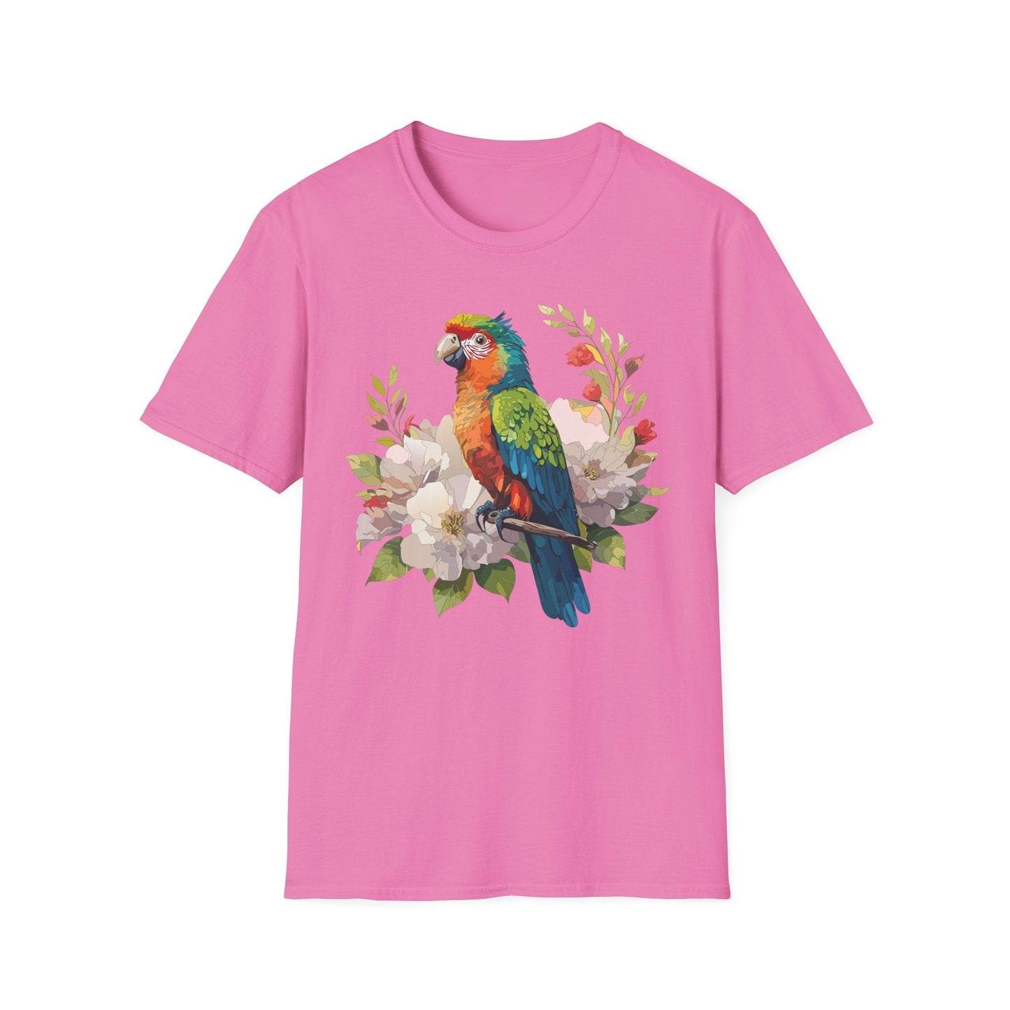 Floral Bird T Shirt Unisex Softstyle Gildan 64000 Graphic Tee With Animal Design