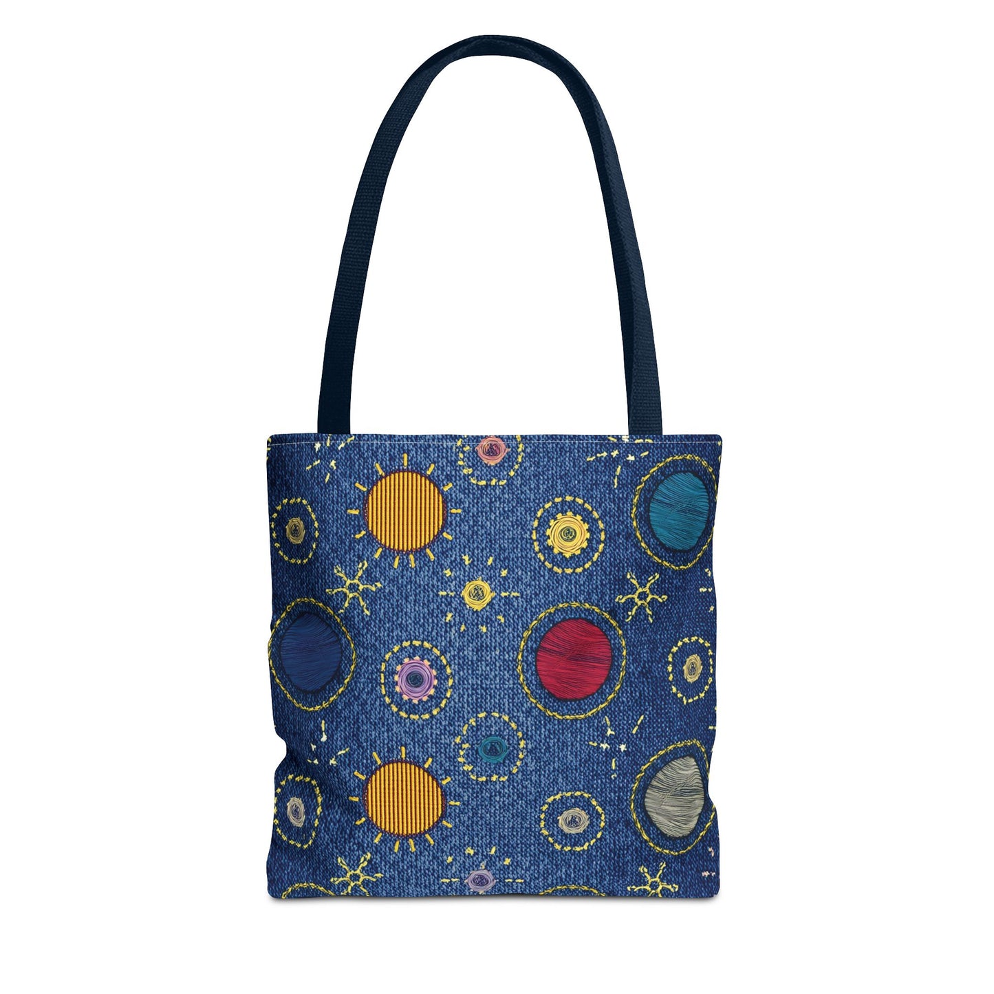 Denim Fabric Imitation Print Unisex Canvas Bag Poly Spun 3 Sizes Tote Bag 183-6