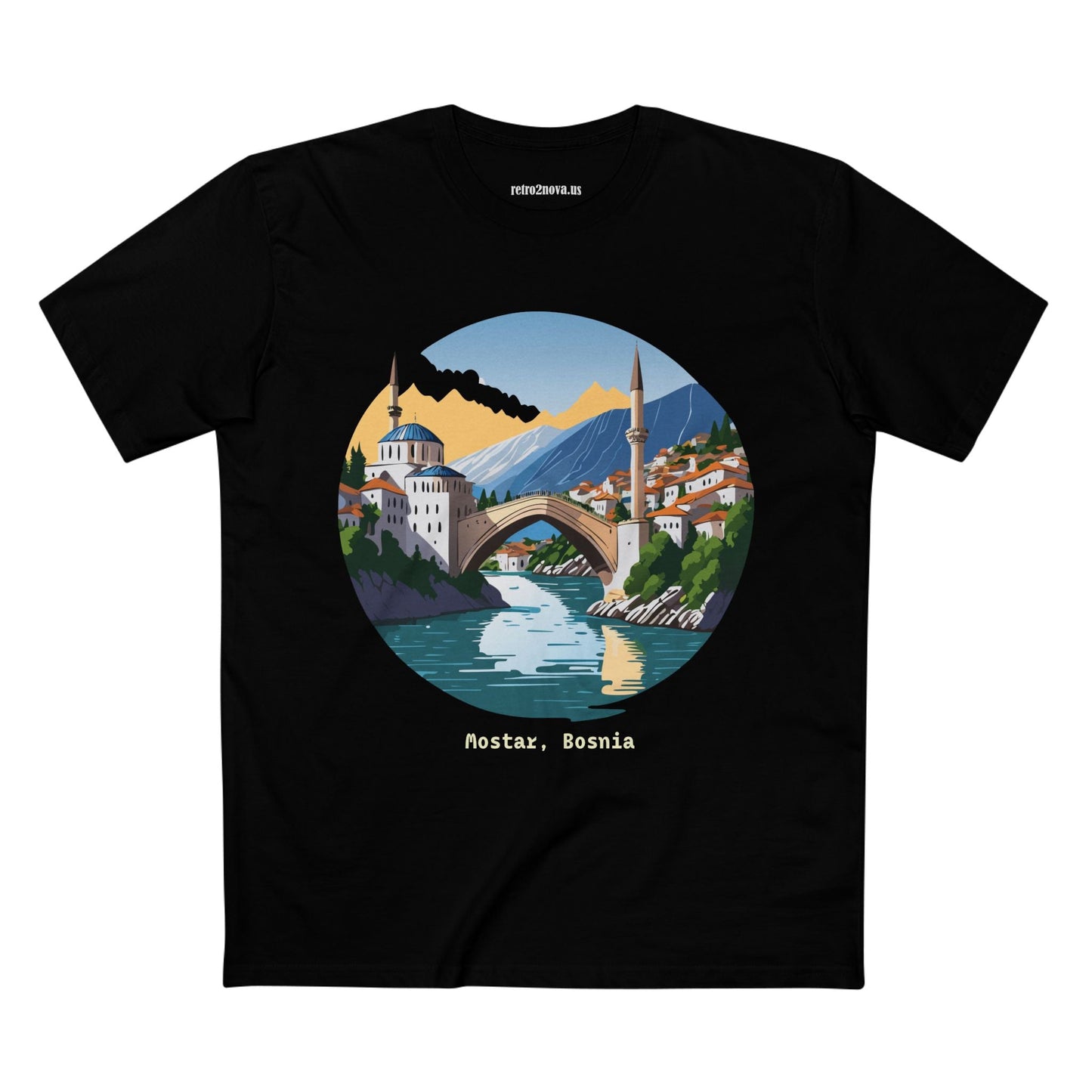 Bosnia Travel Shirt Unisex Premium Cotton Tee With Original Art Design Retro2Nova TT 48