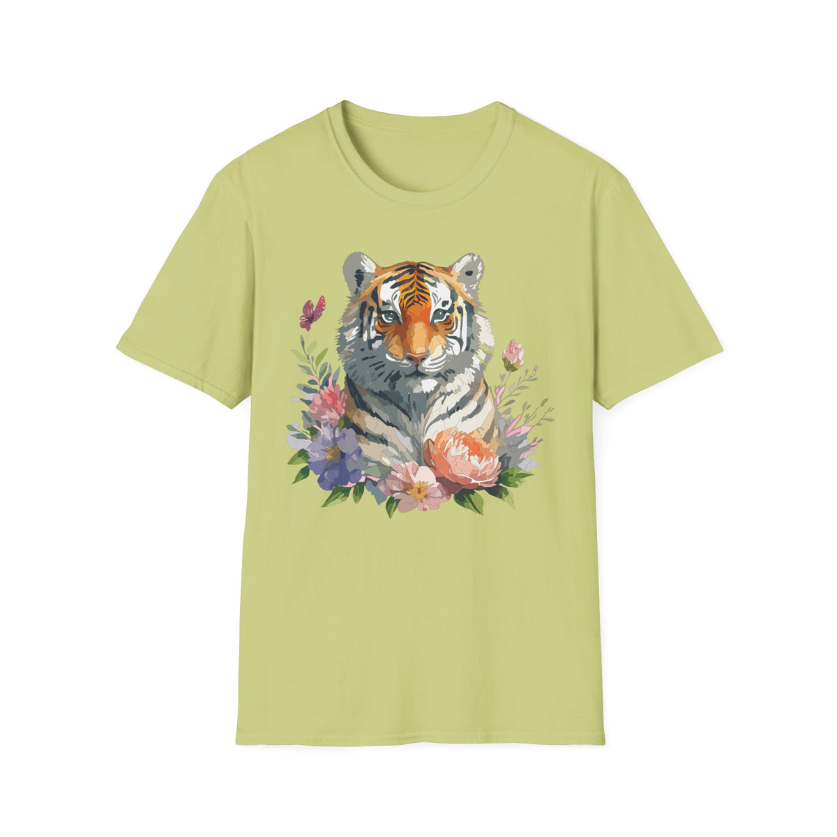 Watercolor Tiger Floral T-Shirt | Tiger Portrait Tee