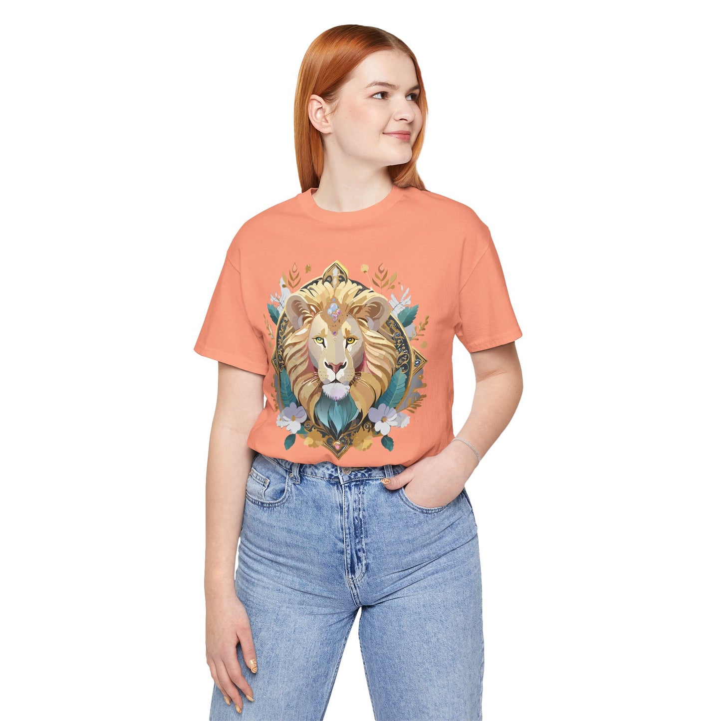 Unisex Lion Graphic Tee, Animal Shirt, Tee Shirt with Lion, Medallion T-Shirt, Animal Medallion Tees 2