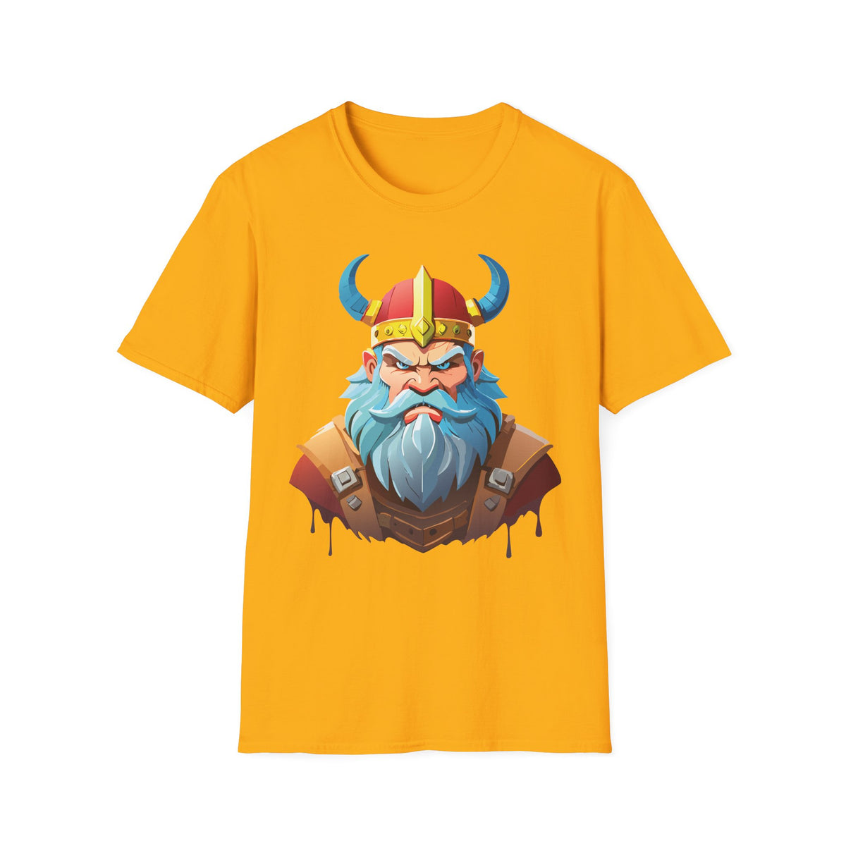 Viking Warrior Graphic T-Shirt | Horned Helmet Illustration, Bold Beard