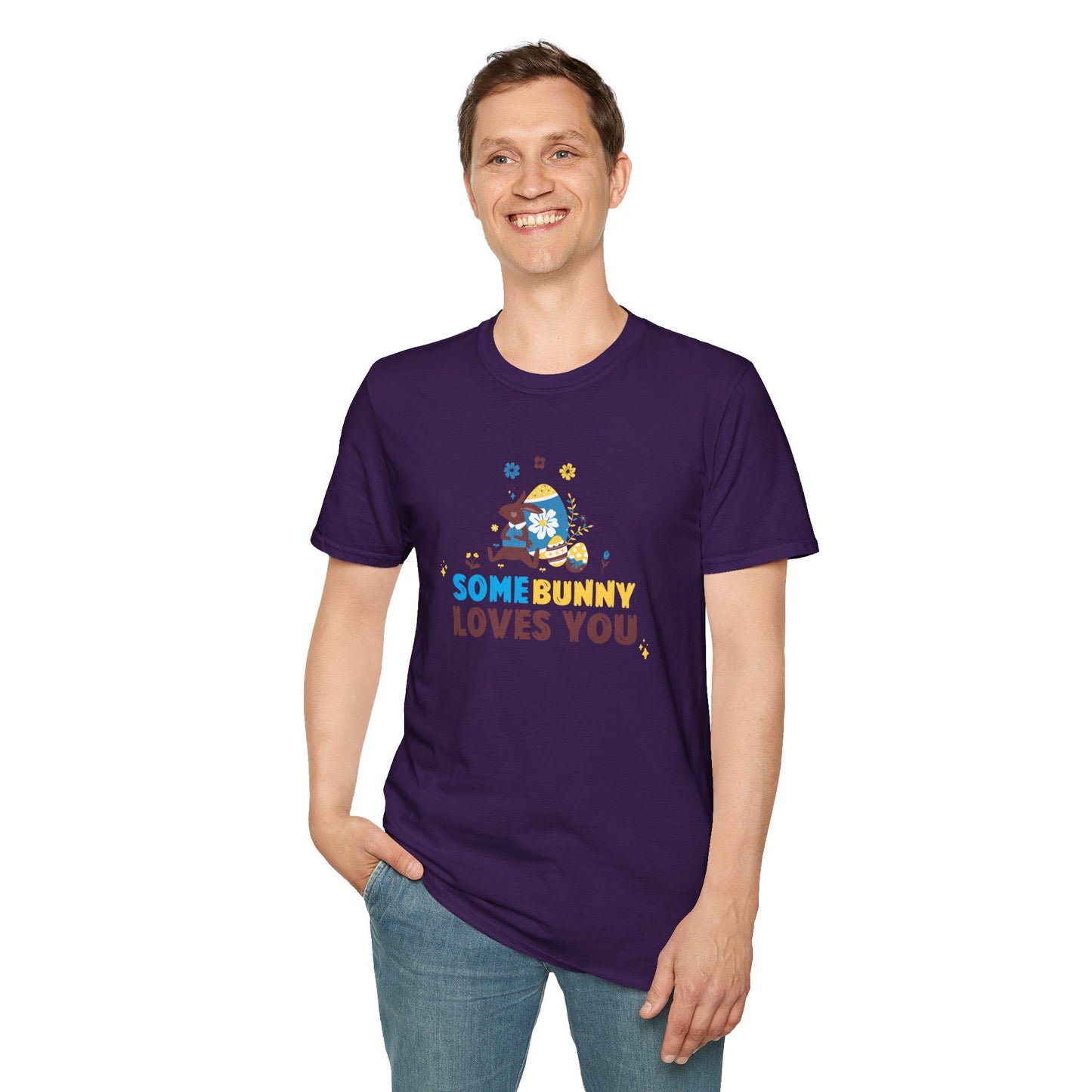 Easter Bunny T Shirt Unisex Gildan Softstyle 64000 Art Design With Easter Prints