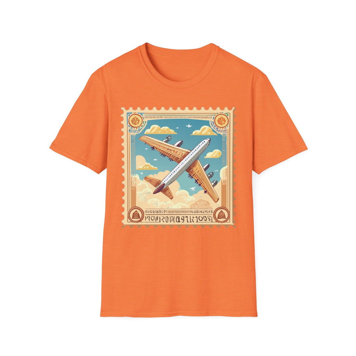 Vintage Airplane Stamp T-Shirt | Retro Travel Poster, Flight Graphic Tee Unisex 100 Cotton Gildan T-Shirt