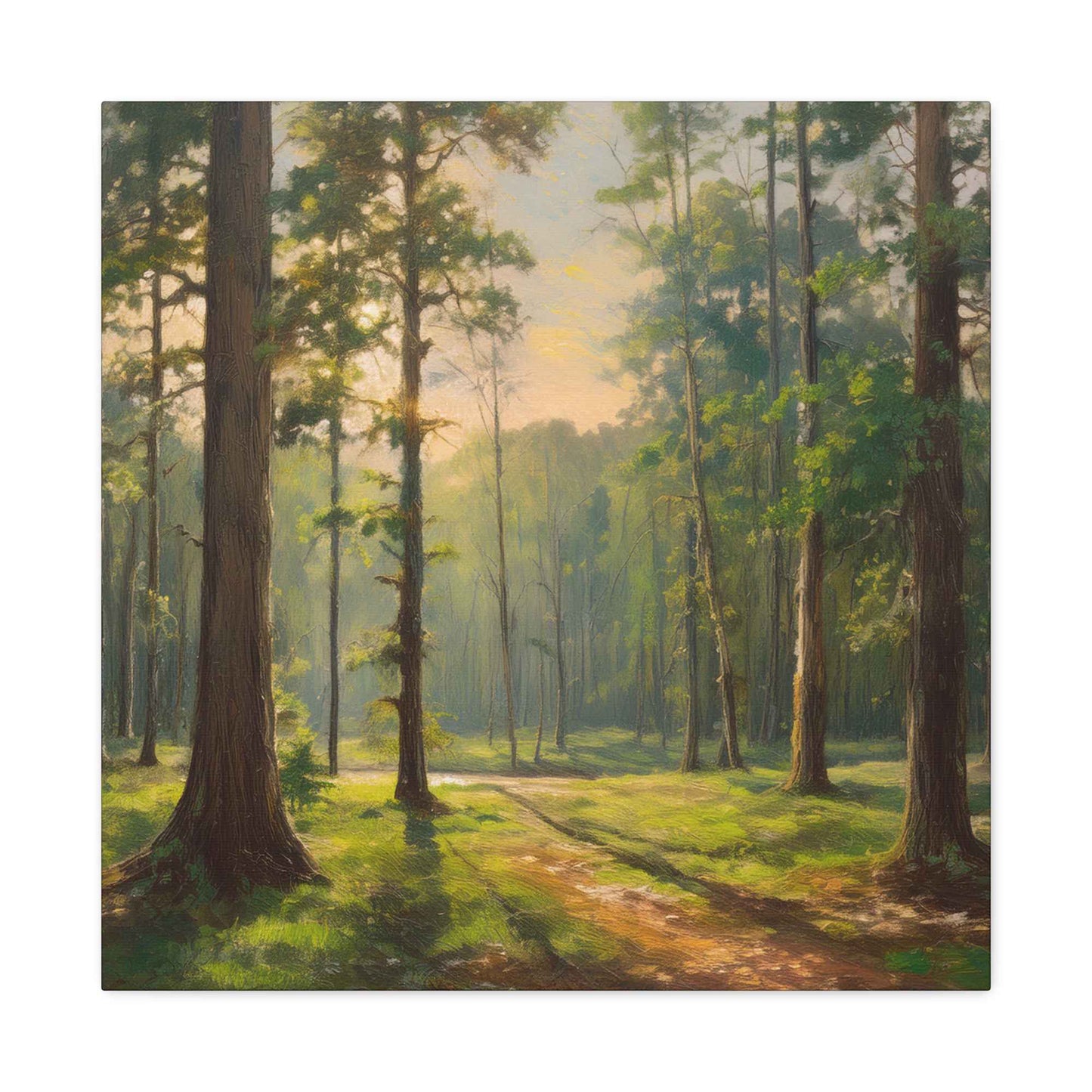 Forest Print Canvas, Trees Oil Paint Print 20x20, 24x24, 30x30, 32x32, 36x36 Art Design Print Pine-Wood Inner Frame MC-69