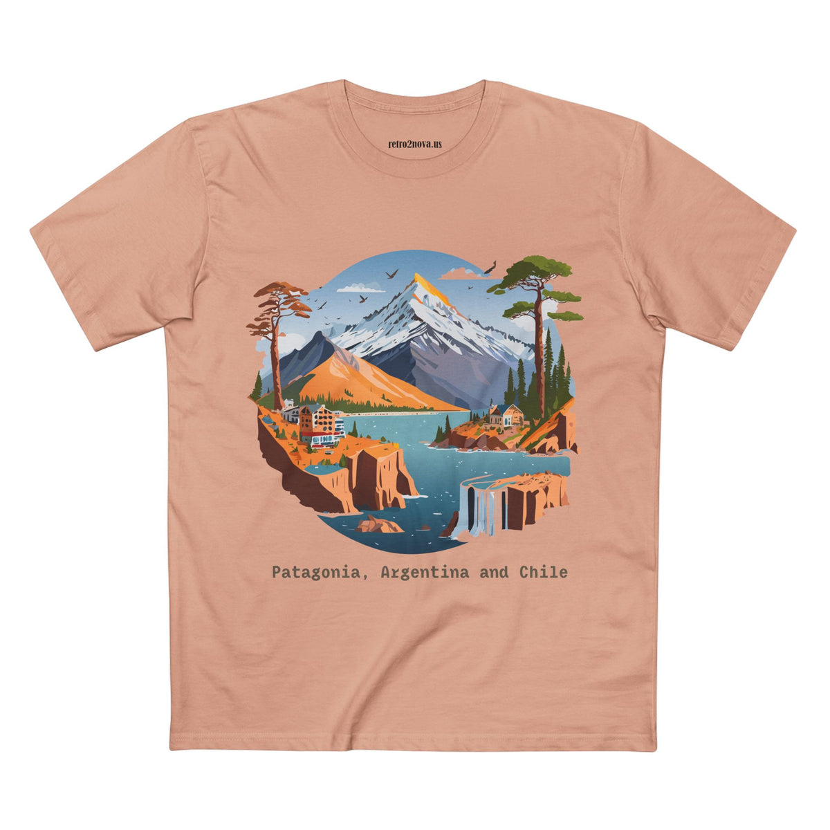 Patagonia Argentina and Chile Tee | Mountain Landscape, Waterfall, Lakeside Scene