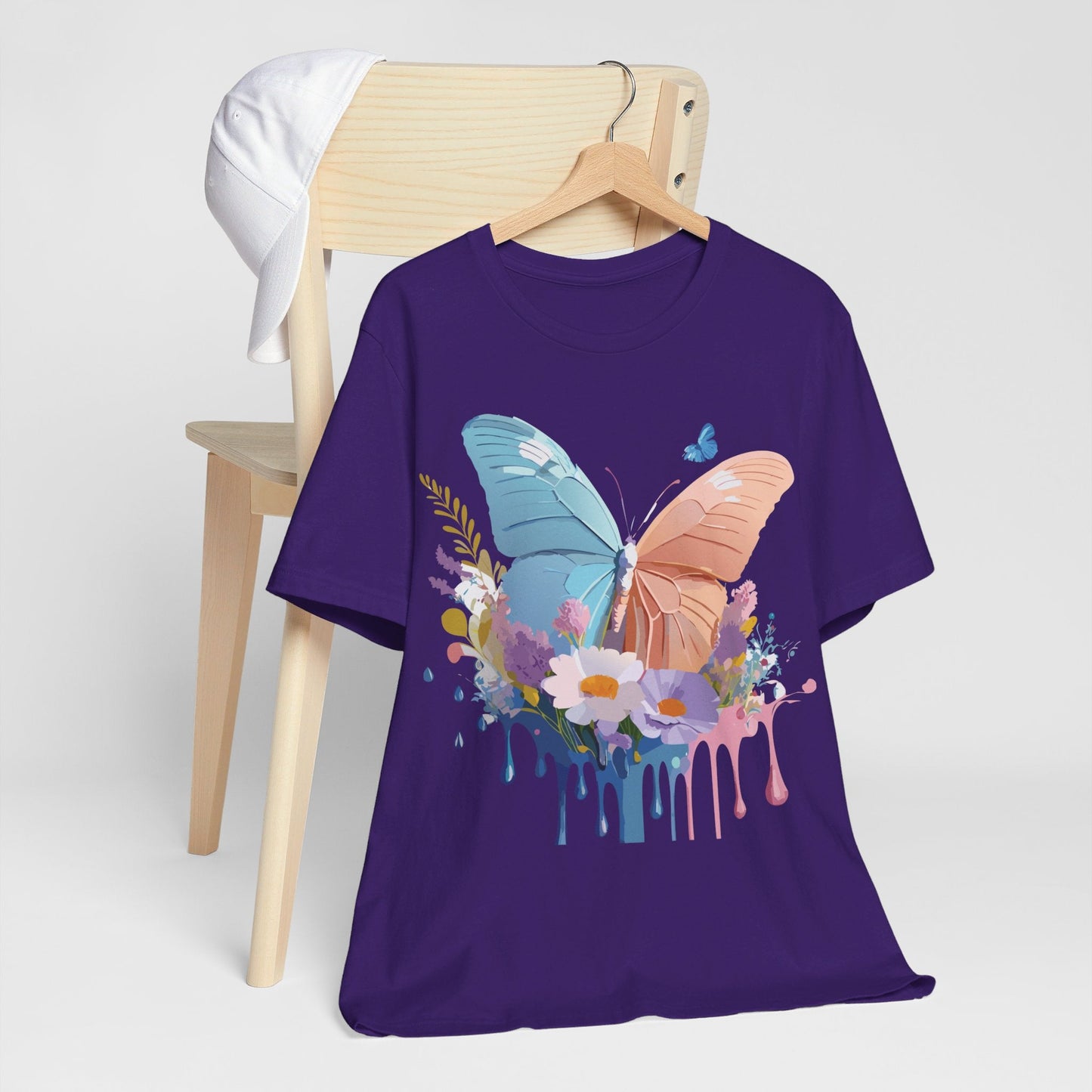 Butterfly Graphic Unisex 100 Cotton Lightweight Vintage Floral Design Jersey Tee 3