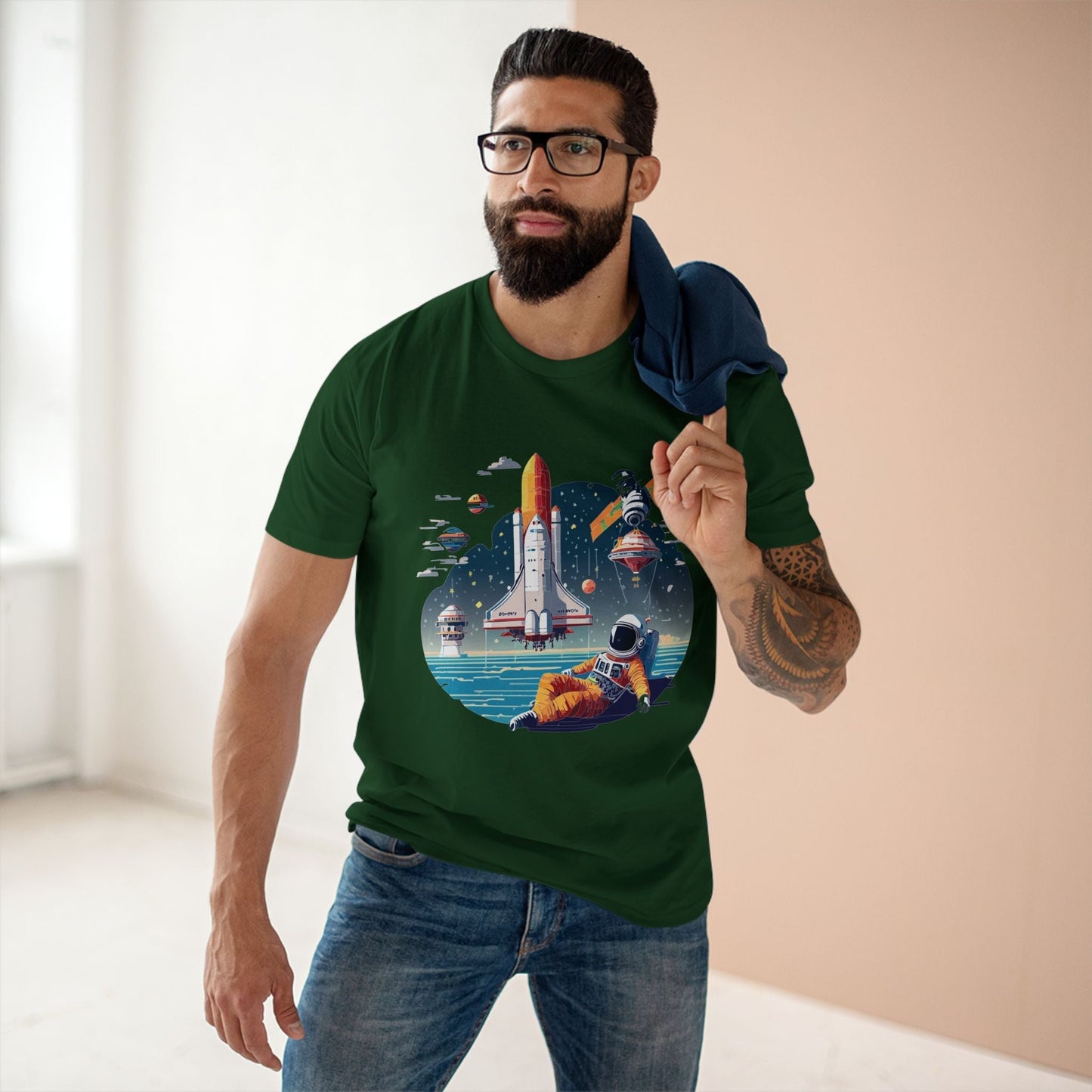 Cosmos Astronaut Shirt CS35 Unisex Premium Cotton Tee With Original Art Design Retro2Nova