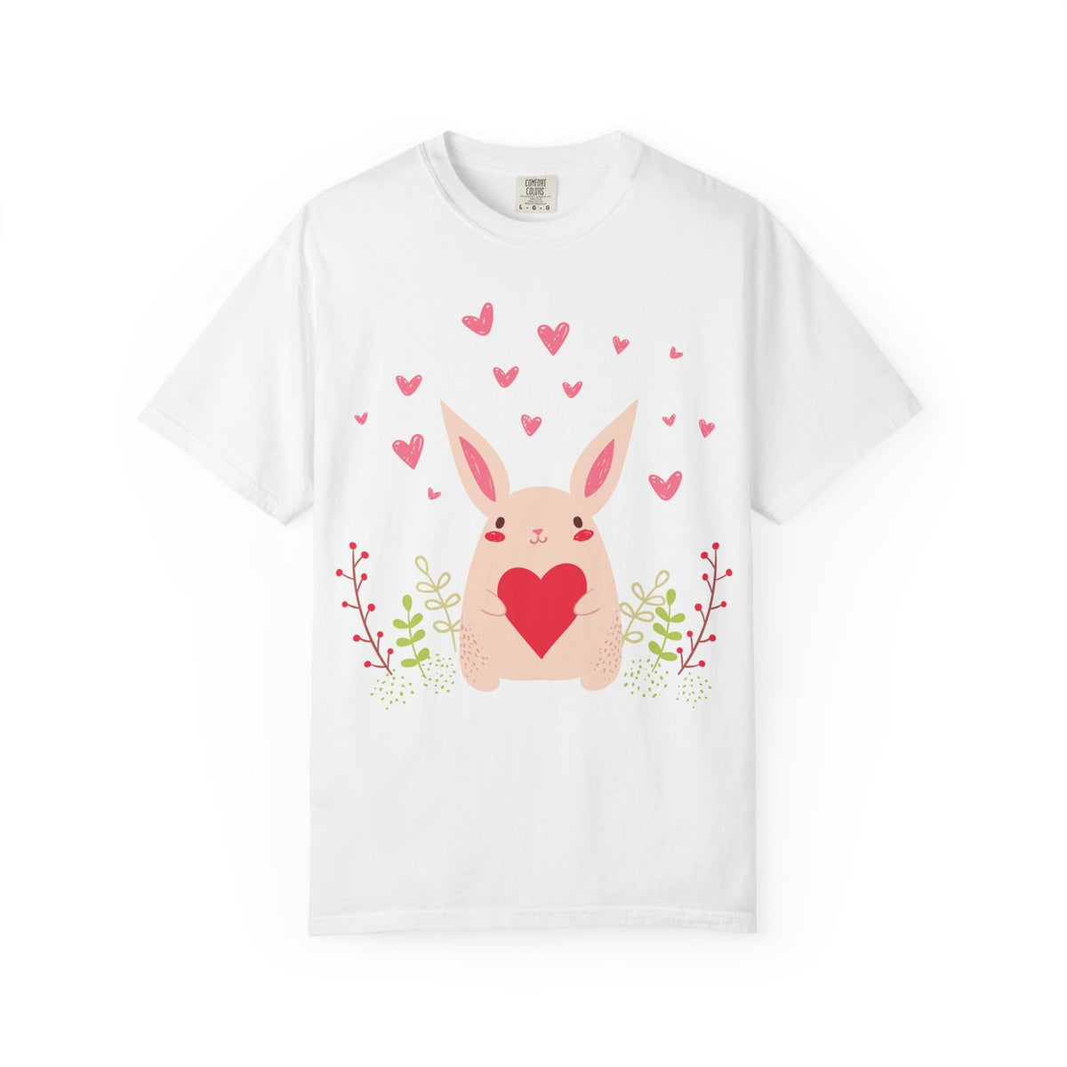 Easter Bunny Heart T-Shirt, Tee Shirt with Easter Signature, T Shirt with Easter Prints, Tee Shirt with Easter Design