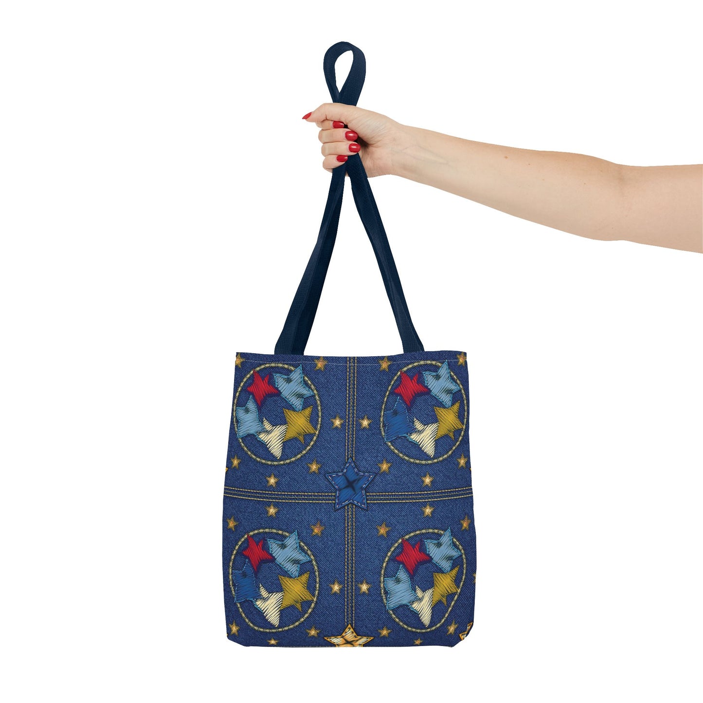 Denim Fabric Imitation Print Unisex Canvas Bag Poly Spun 3 Sizes Tote Bag 181-2
