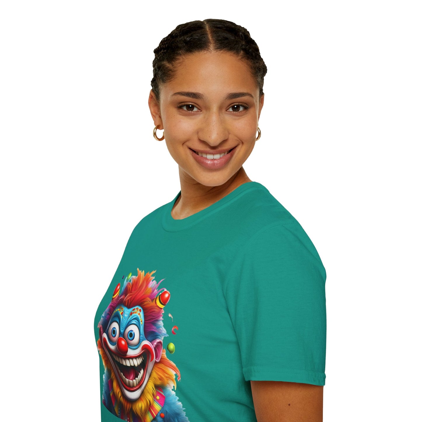 Clown Themed Unisex T Shirt Funny Man Circus Scary Man Tee Gildan Softstyle 64000 Cotton