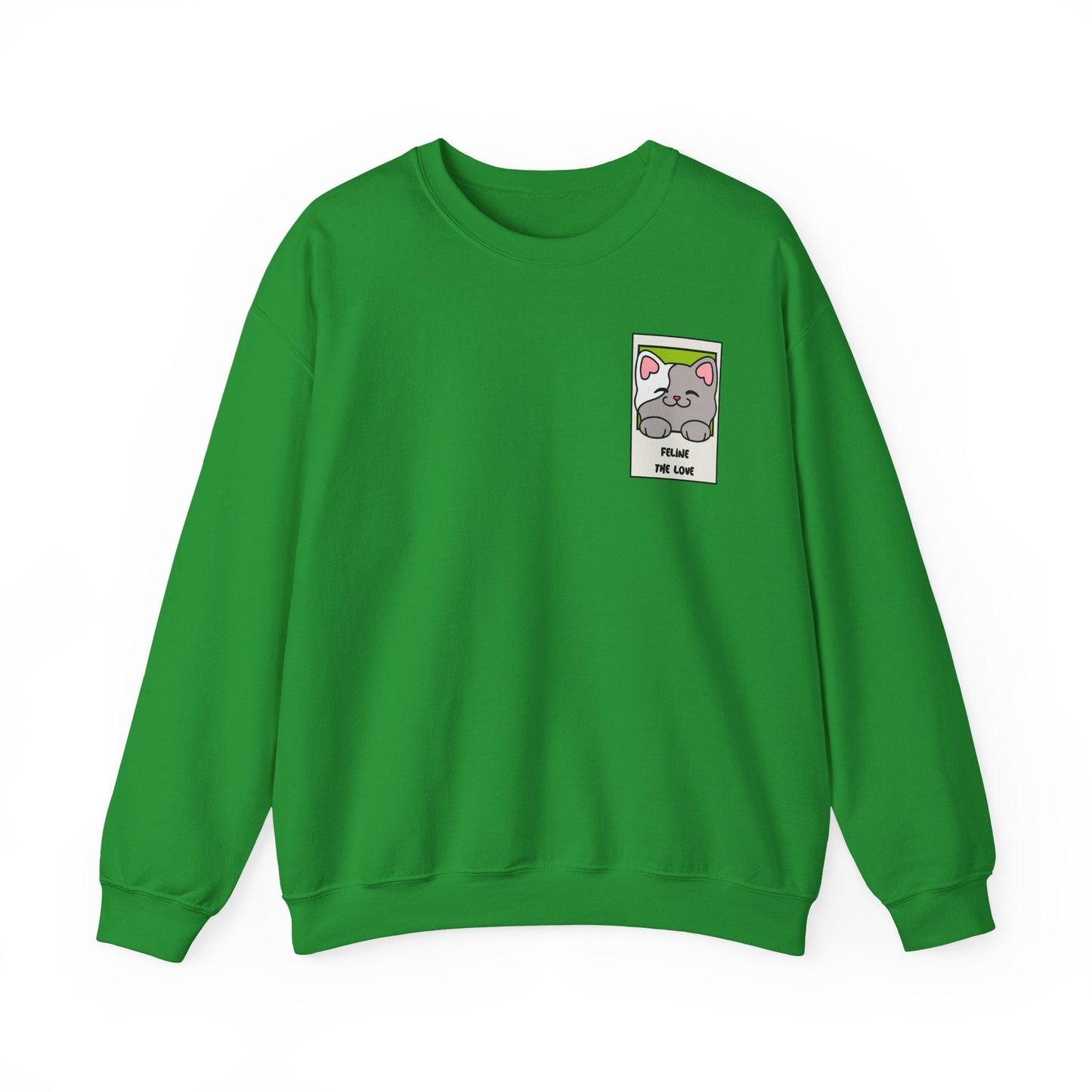 Pocket Cat Sweatshirt Unisex Cat Heart Sweatshirt Valentines Day Gift 50 Percent Cotton Poly Blend