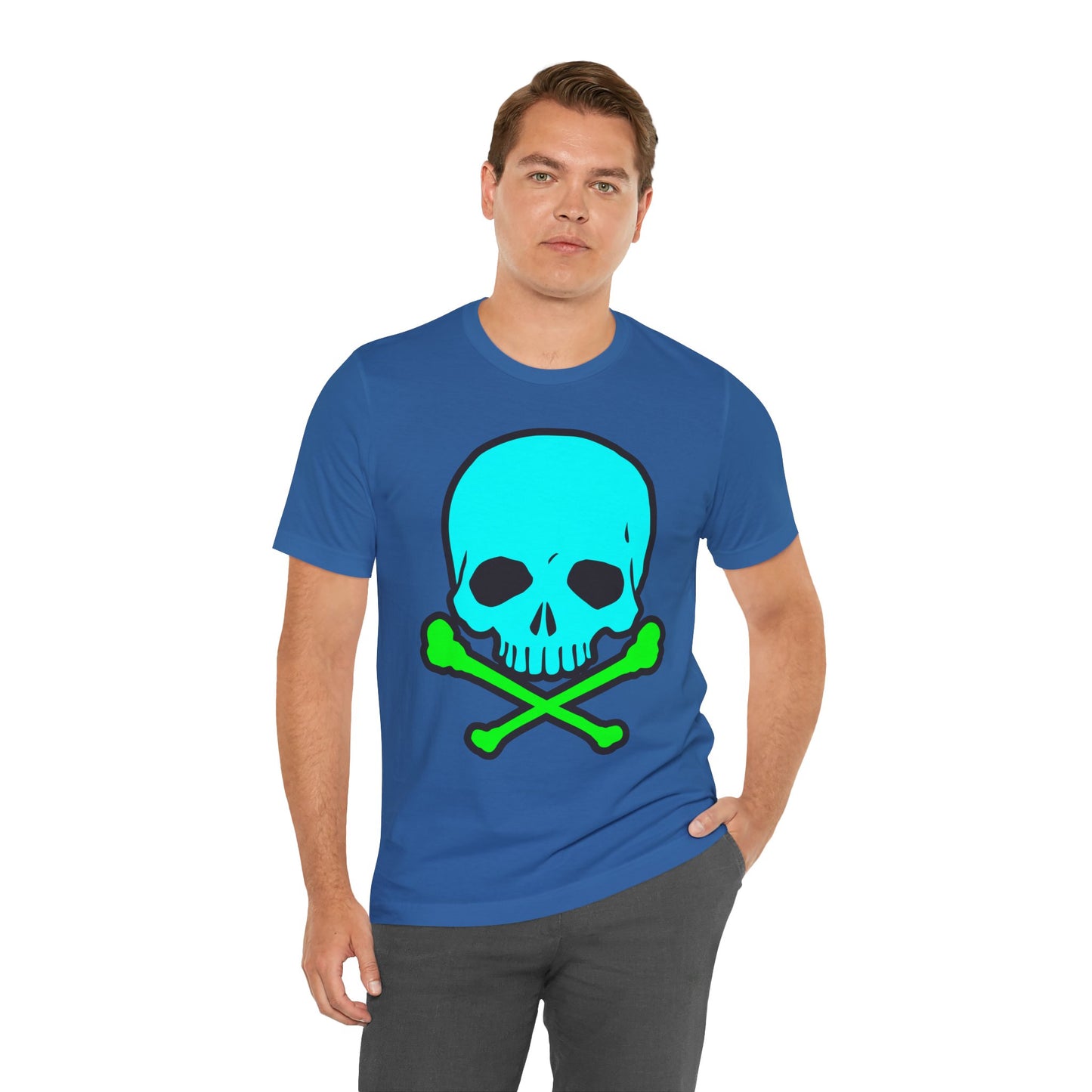 Blue Skull Graphic Design Tee, Skull Shirt, Vintage Tees, Art Design T-Shirt, Vintage Graphic Tee, Art Shirts with Skulls