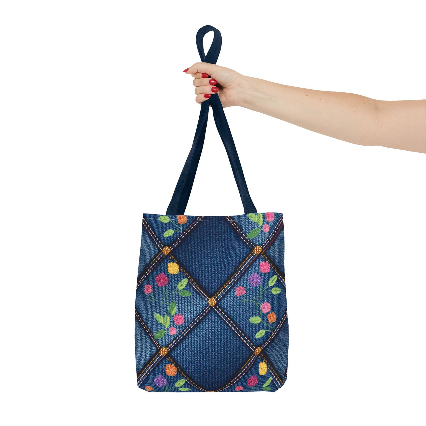 Denim Fabric Imitation Print Unisex Canvas Bag Poly Spun 3 Sizes Tote Bag 124