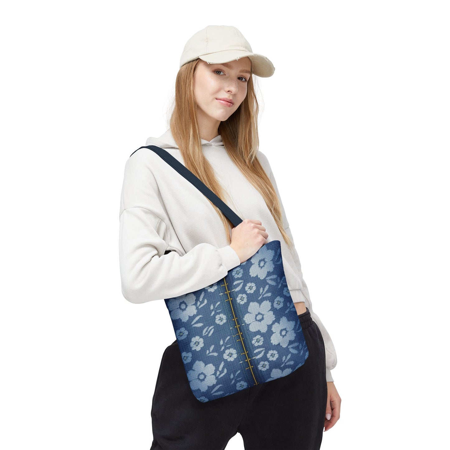 Denim Fabric Imitation Print Unisex Canvas Bag Poly Spun 3 Sizes Tote Bag 118