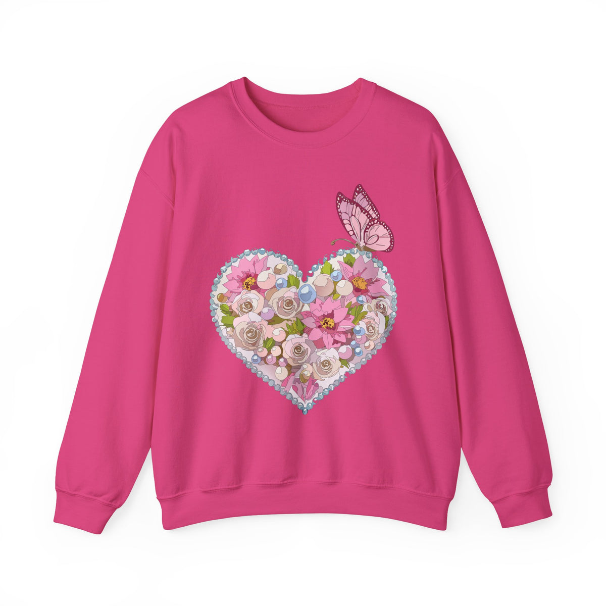 Floral Heart Love Graphic Valentine's Day Sweatshirt Unisex 50/50 Cotton-Poly Sweatshirt w32