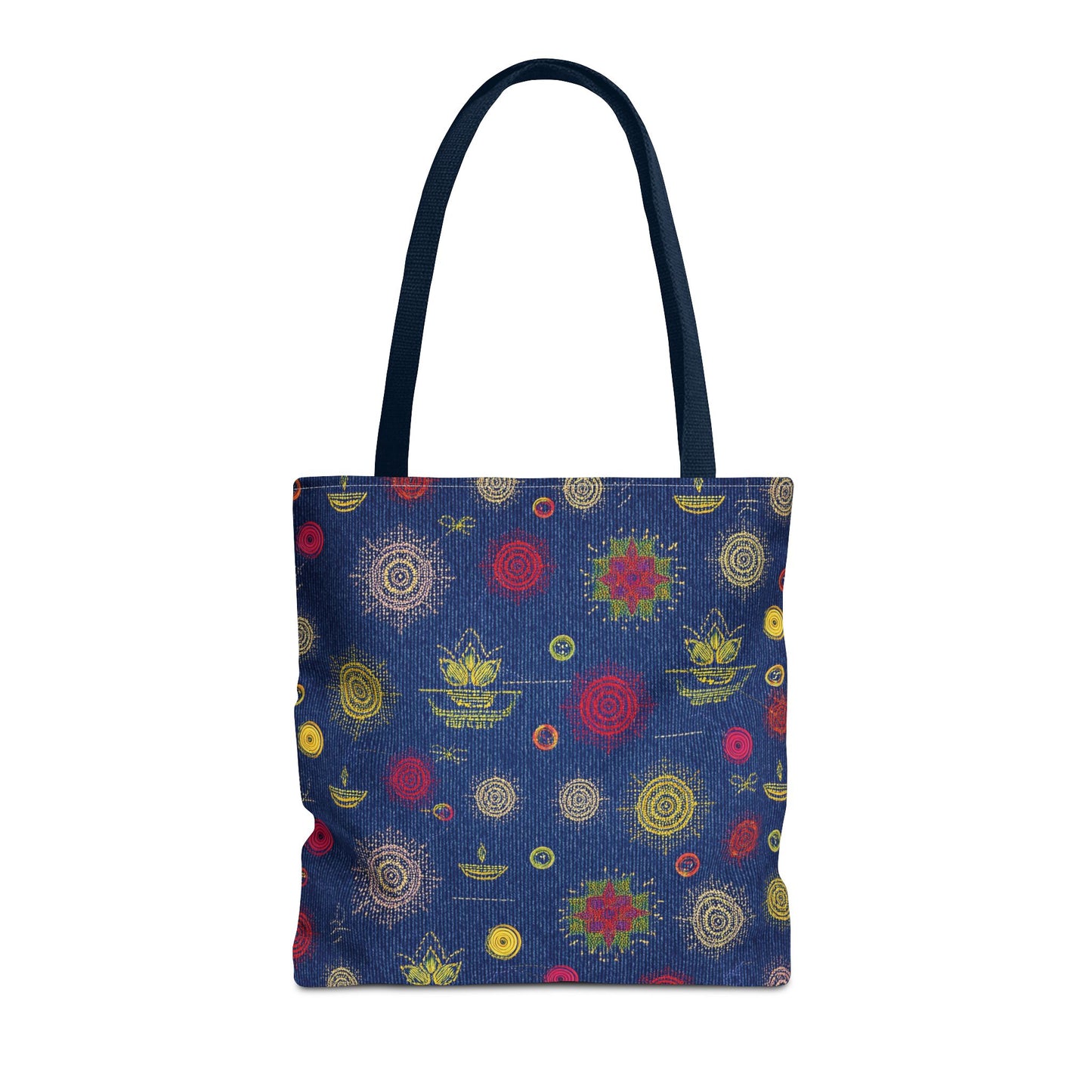 Diwali Graphic Denim Fabric Imitation Print Unisex Canvas Bag Poly Spun 3 Sizes Tote Bag 205-26