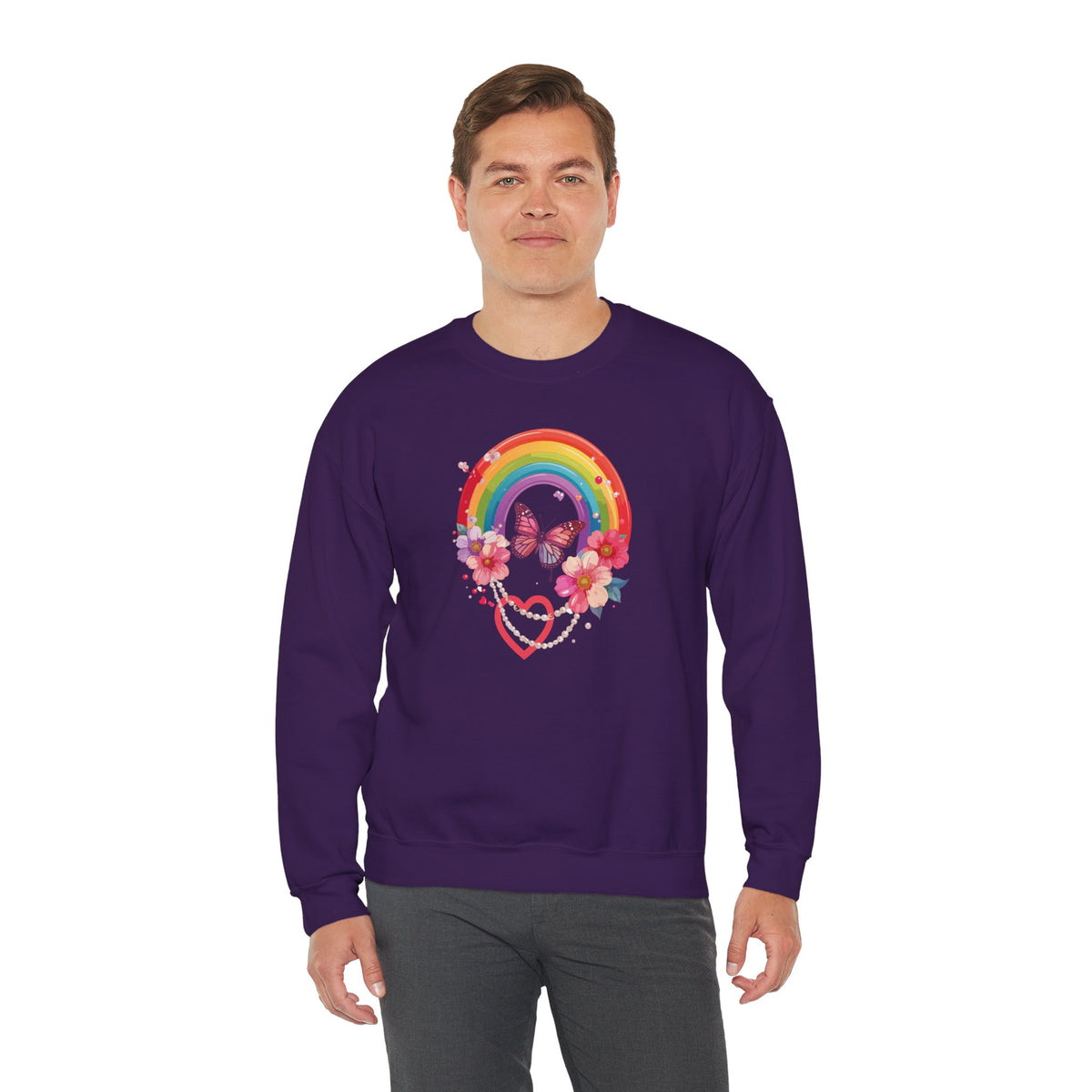 Rainbow Heart Sweatshirt, Floral Heart Sweatshirt, Floral Love Sweatshirt, Valentine's Day Sweatshirt, Rainbow Heart Floral Sweatshirt 106