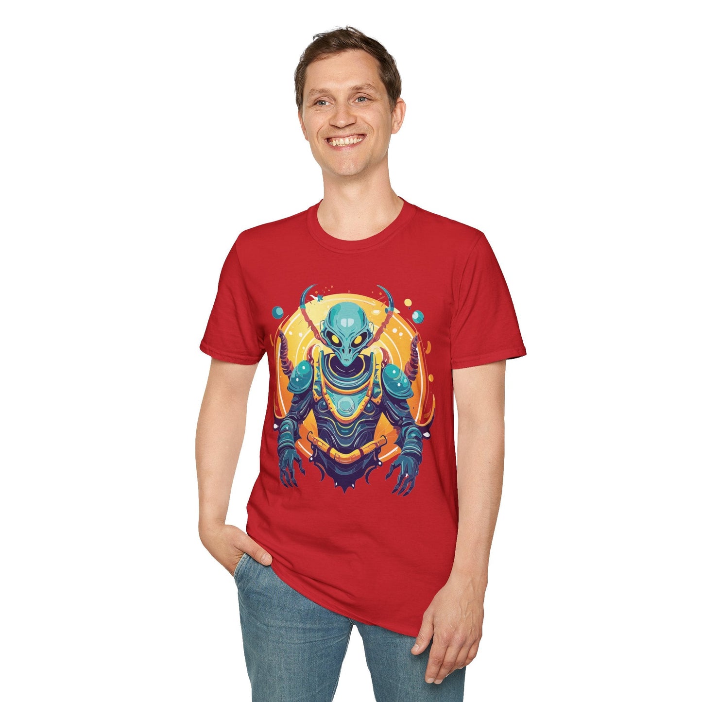 Alien Graphic Unisex Cotton Softstyle UFO Artwork Tee 16