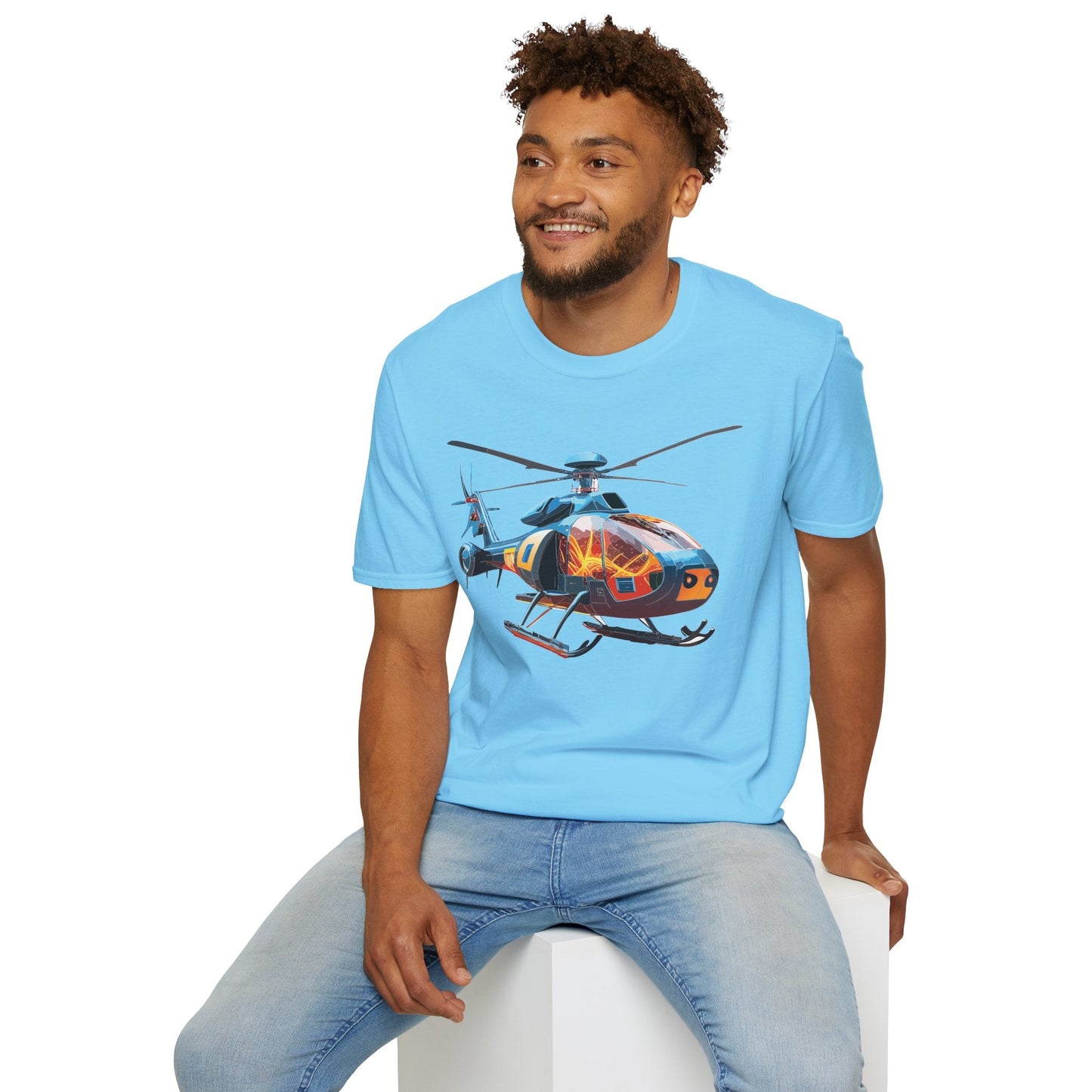 Helicopter Chopper Shirt Unisex Gildan Softstyle 64000 Short Sleeve Tee For Everyday Wear