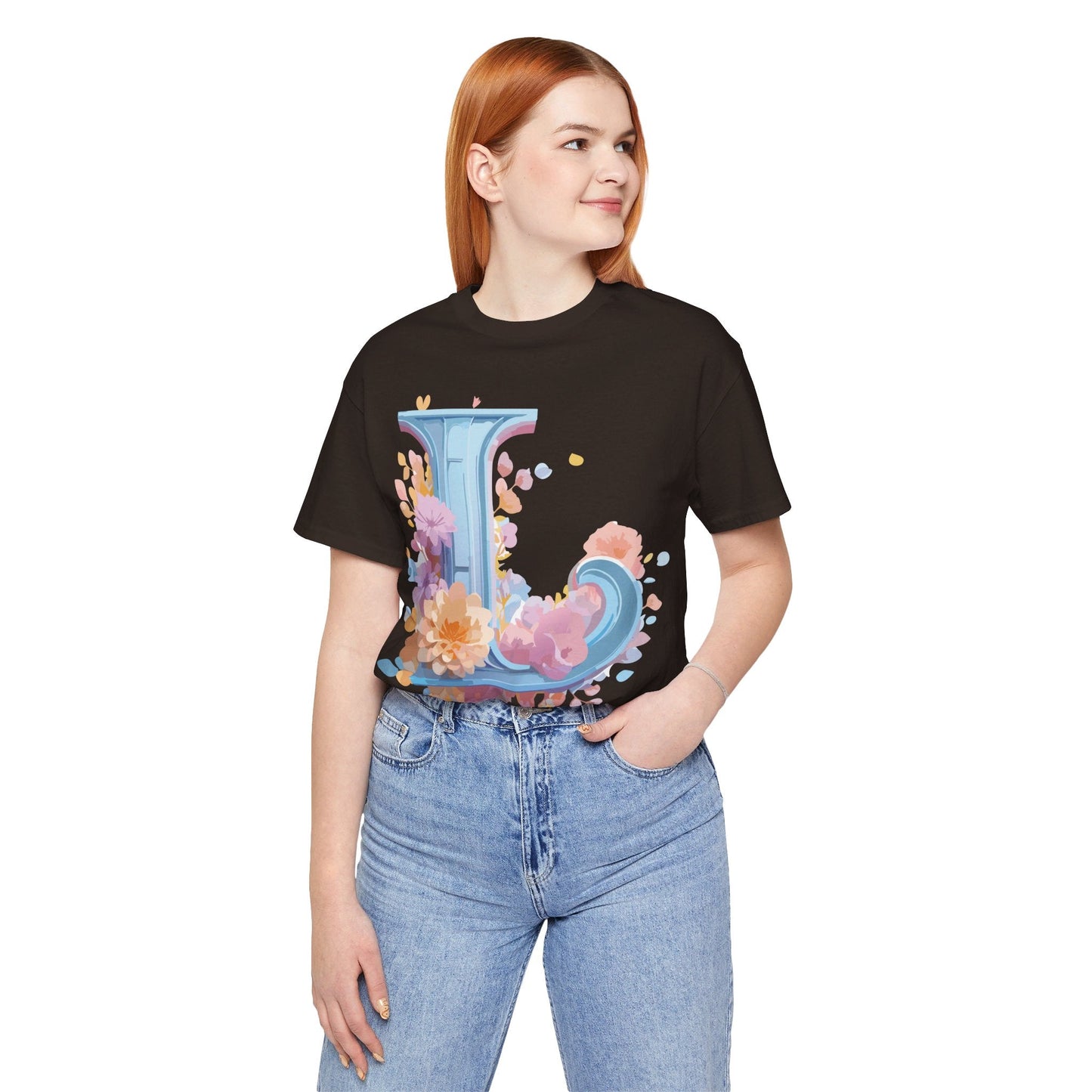 Unisex Letter L Graphic Tee Vintage Inspired Artwork Adelpha Short Sleeve Shirt Premium