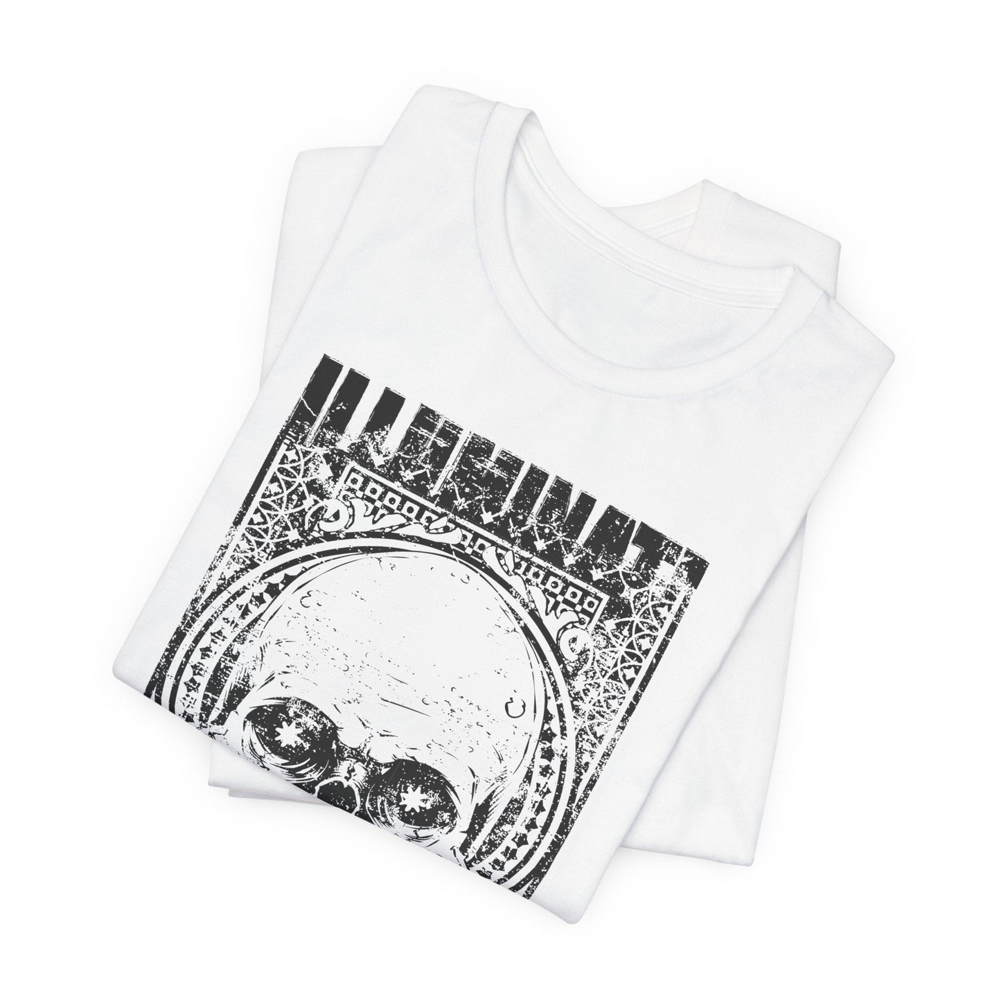 Skull Circle Graphic T-Shirt Vintage Etching Illustration Art Design Tee A-9
