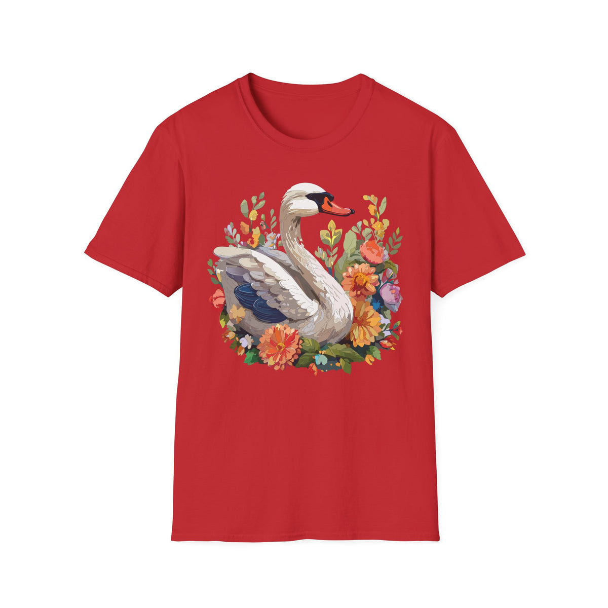 Swan Floral Illustration T-Shirt | Swans, Flowers, Botanical Art
