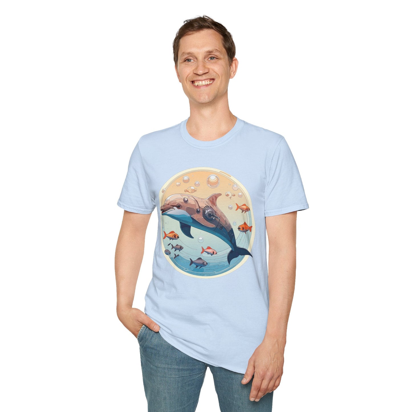 Dolphin Shirt Unisex Softstyle Tee 100 Percent Ring Spun Cotton Breathable Gildan 64000