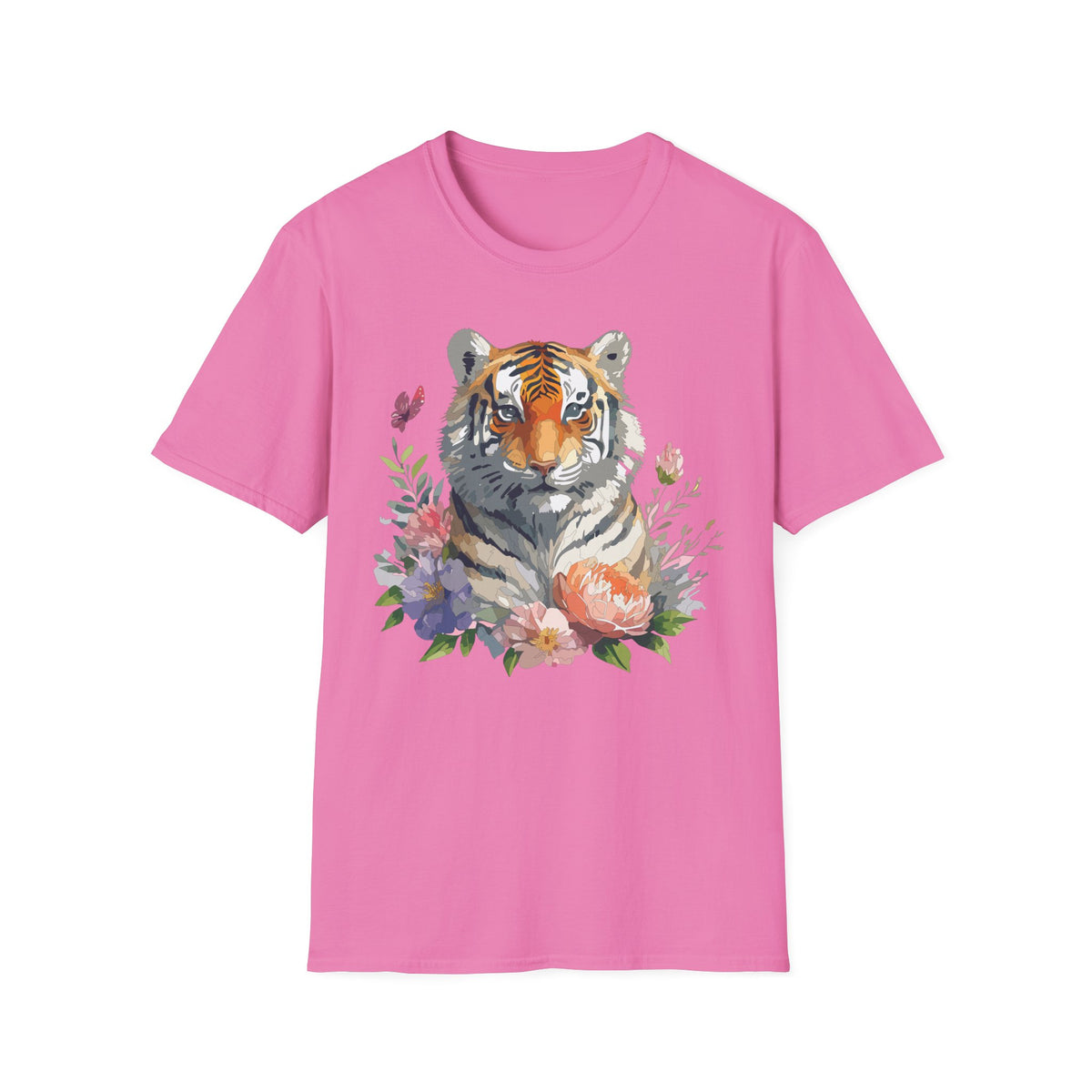 Watercolor Tiger Floral T-Shirt | Tiger Portrait Tee