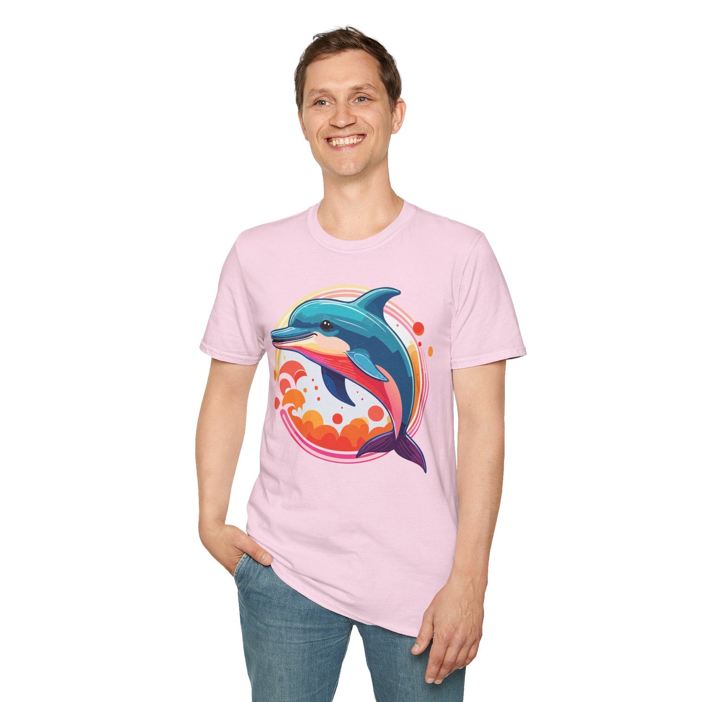Dolphin Shirt Unisex Softstyle Tee Short Sleeve 100 Percent Ring Spun Cotton Gildan 64000