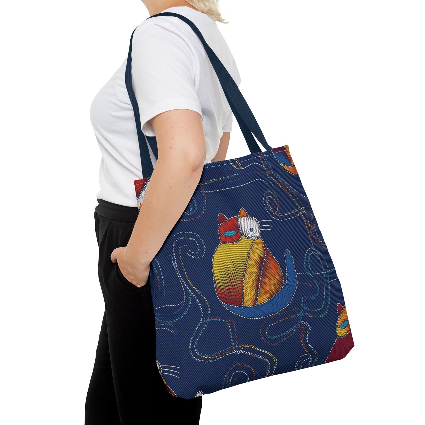 Denim Fabric Imitation Print Unisex Canvas Bag Poly Spun 3 Sizes Tote Bag 190-6