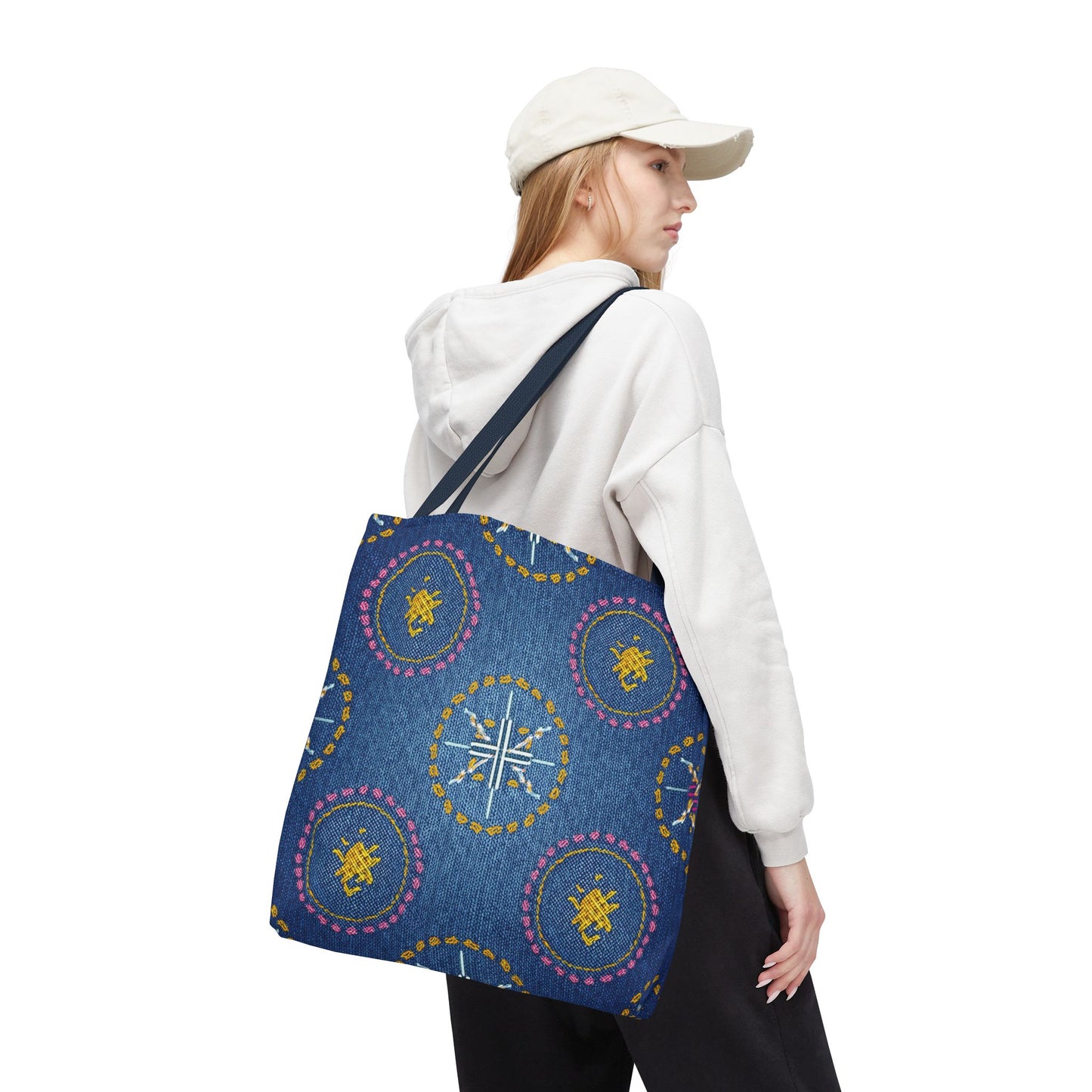 Diwali Graphic Denim Fabric Imitation Print Unisex Canvas Bag Poly Spun 3 Sizes Tote Bag 205-3