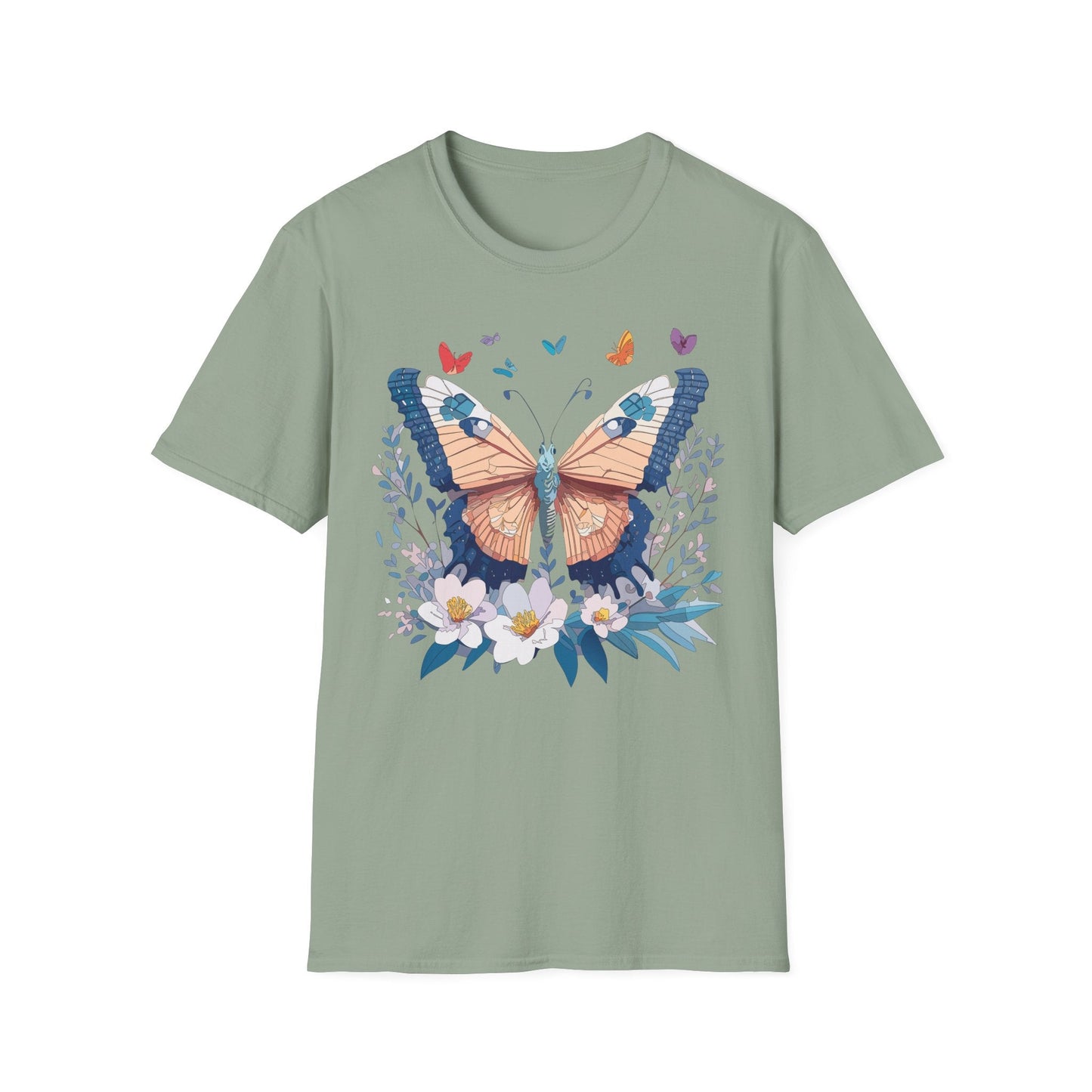 Unisex Butterfly Shirt Monarch Design Gildan Softstyle 64000 Short Sleeve Tee For Men And Women