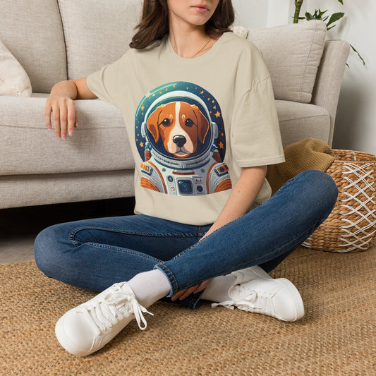 Beagle Astronaut Tee | Space Helmet Dog T-Shirt, Cute Cosmic Pet Illustration