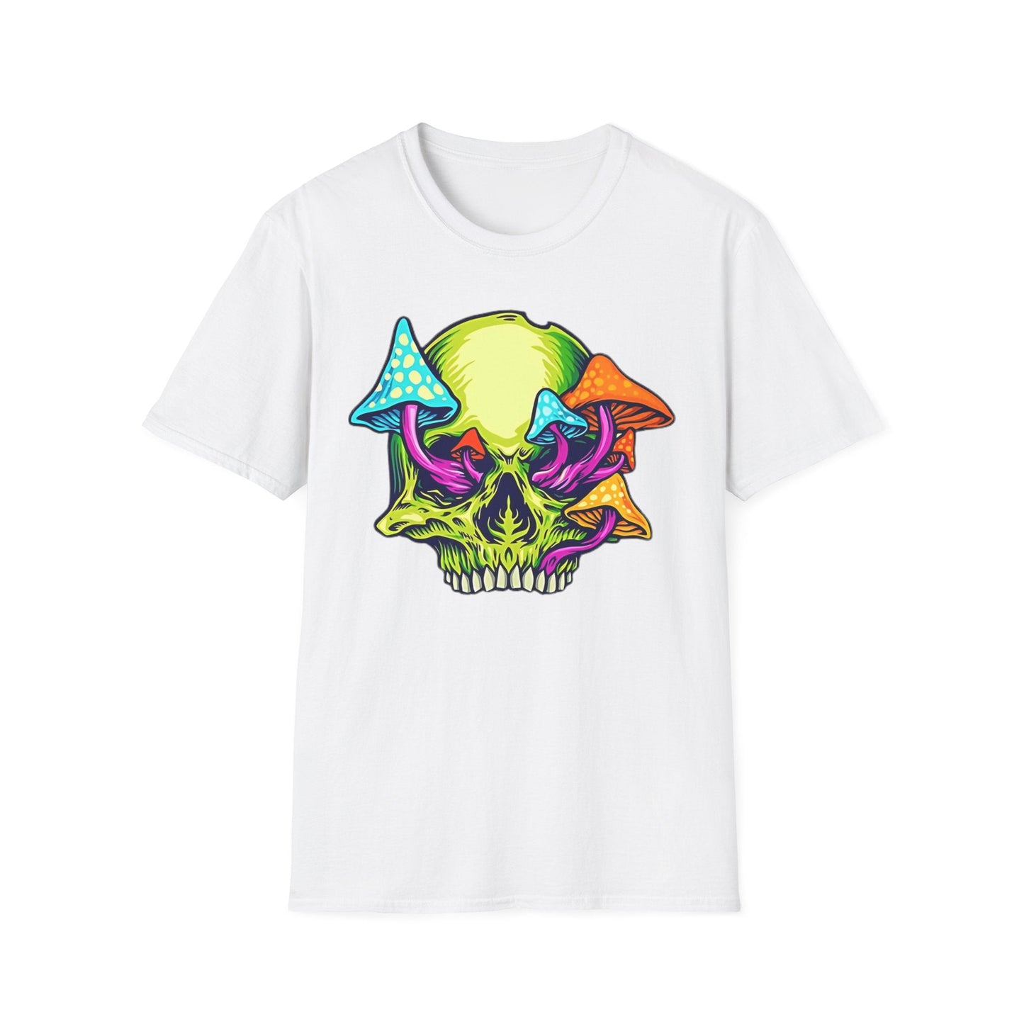 Unisex Skull Tee Shirt With Skeleton Art Design Gildan Softstyle 64000 100 Percent Ring Spun Cotton