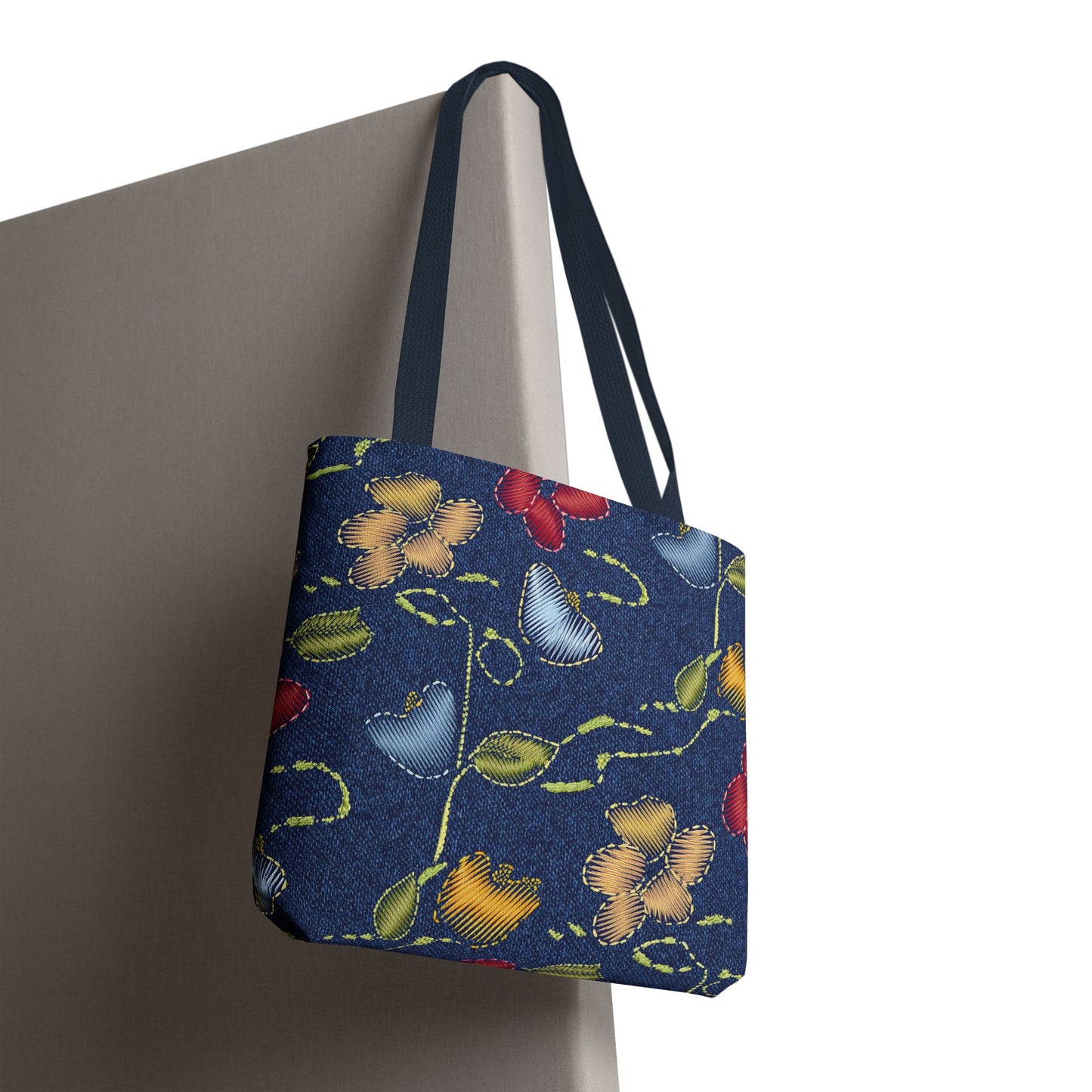 Denim Fabric Imitation Print Unisex Canvas Bag Poly Spun 3 Sizes Tote Bag 128
