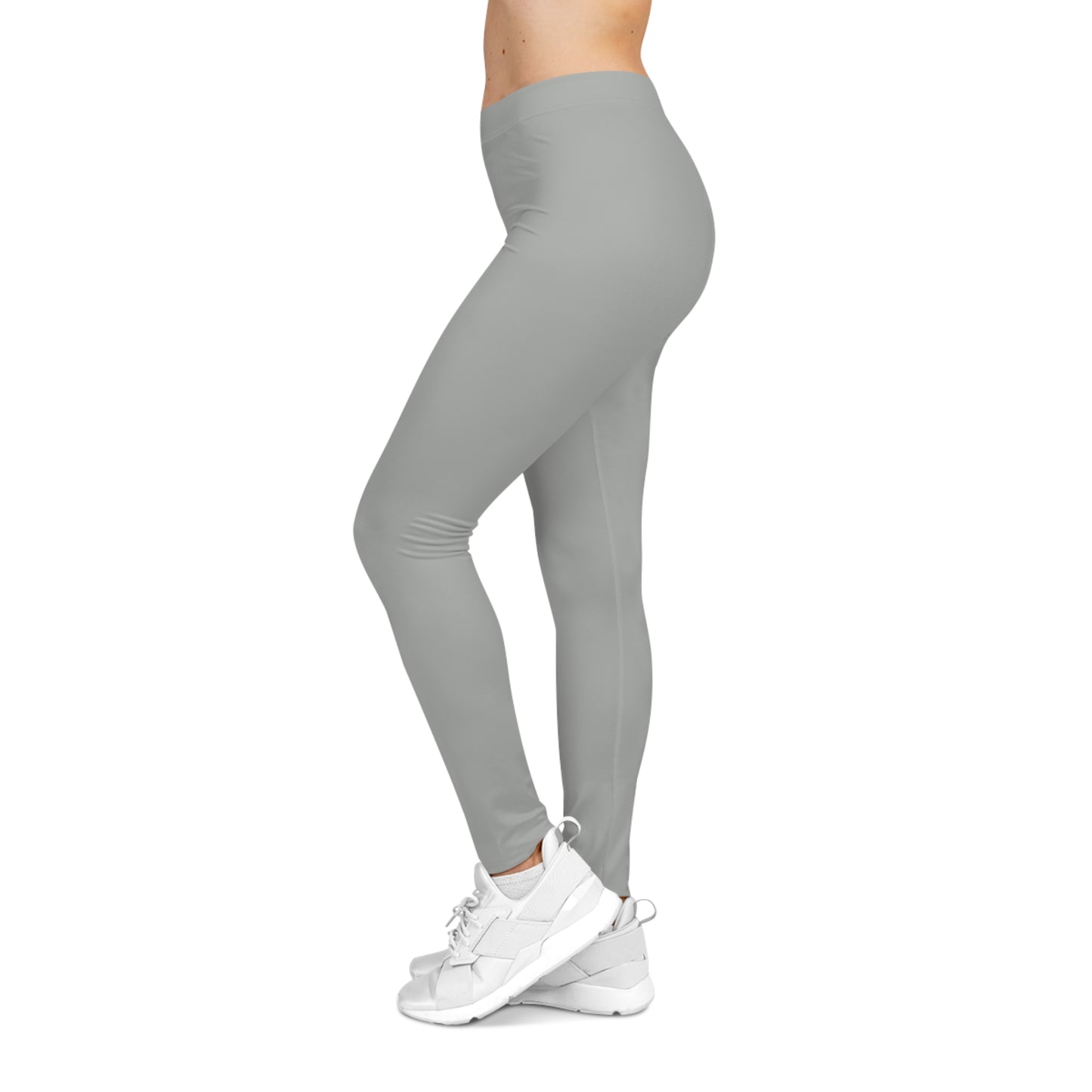 Whisper Grey Color Women's Poly-Span Casual Leggings Print Everyday Activewear Pants