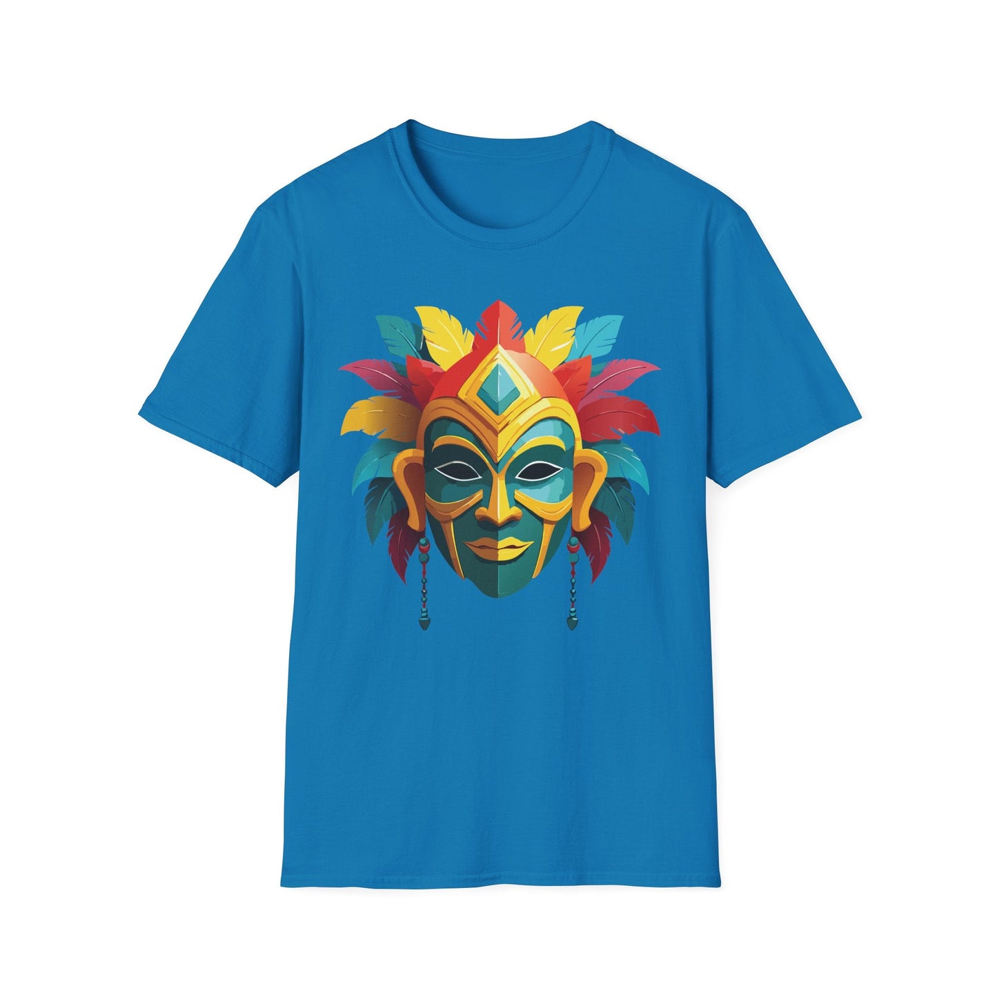Unisex Mask Tee Shirt Gildan Softstyle 64000 Cotton Masquerade Design For Everyday Wear