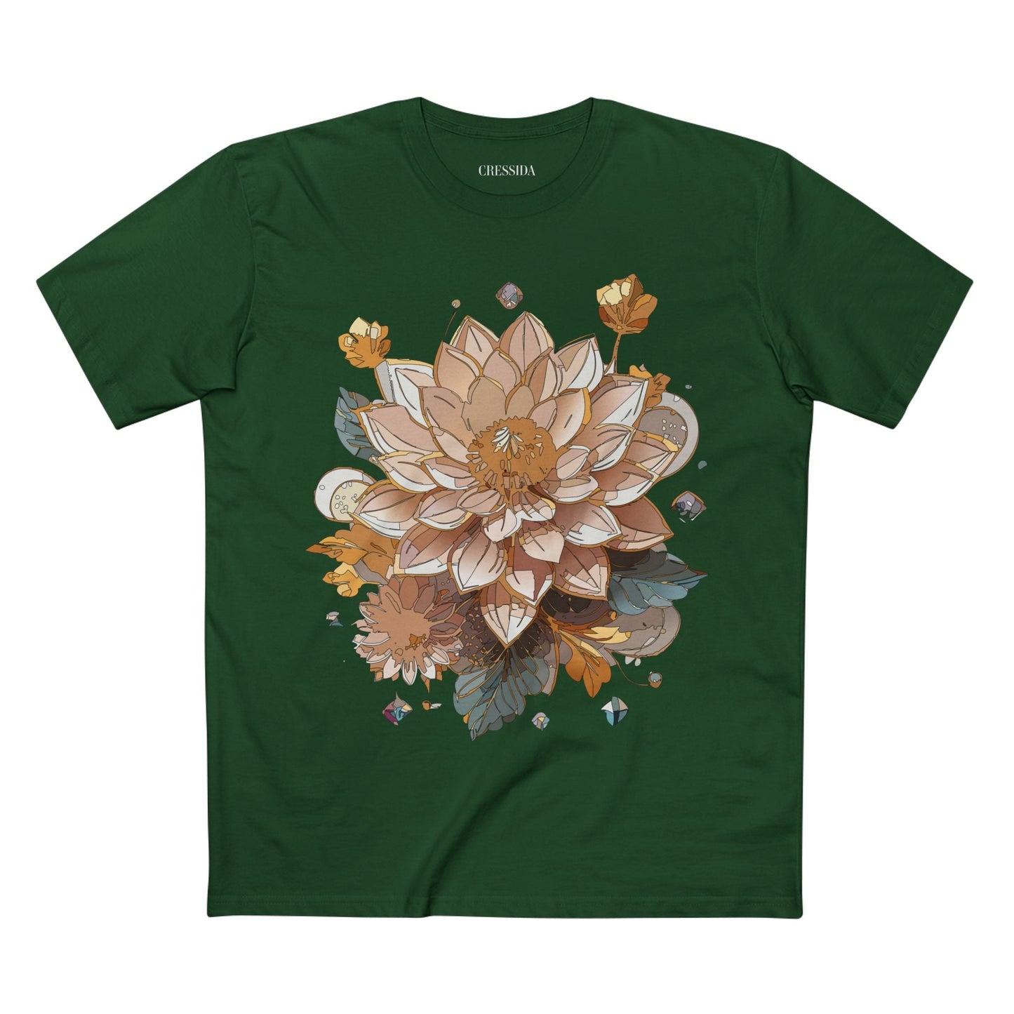 Floral Graphic T-Shirt Unisex 100 Cotton Art Design with Antique Flowers Tee 9