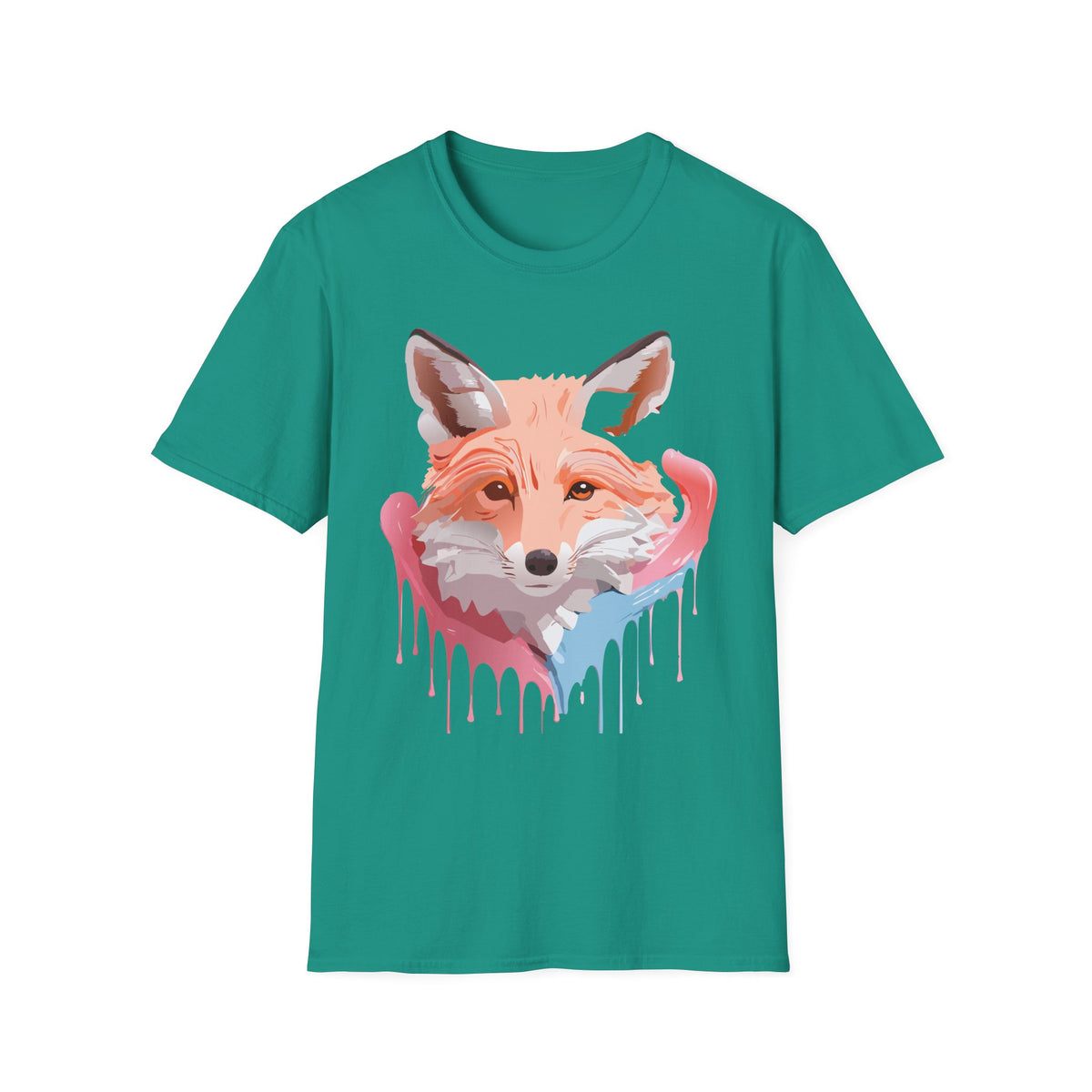 Watercolor Fox Face T-Shirt | Drip Paint Fox Tee