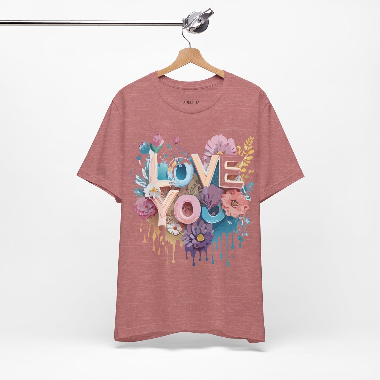Valentine Day Graphic Unisex 100 Cotton Vintage Artwork with Love and Flower Design Tee 37