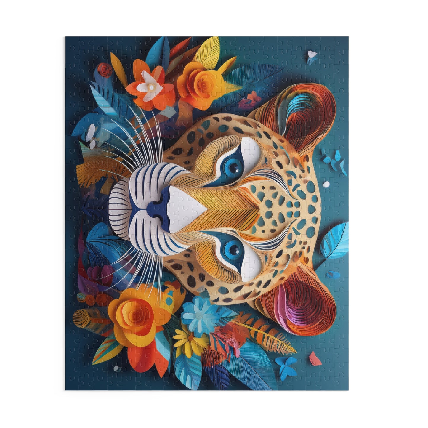 Colorful Leopard Face Puzzle 500-Piece  Floral Leopard Puzzle 500-Piece Ages 9+