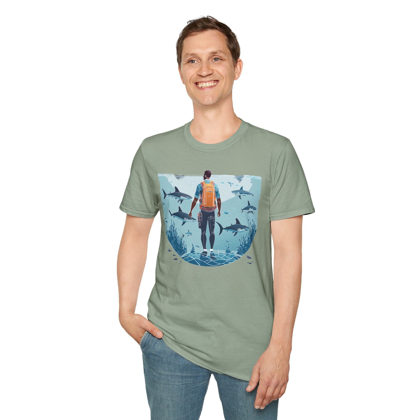 Ocean Tee Shirt Unisex Softstyle T Shirt With Ocean Art Design U Boat Theme Graphic Artwork Edition