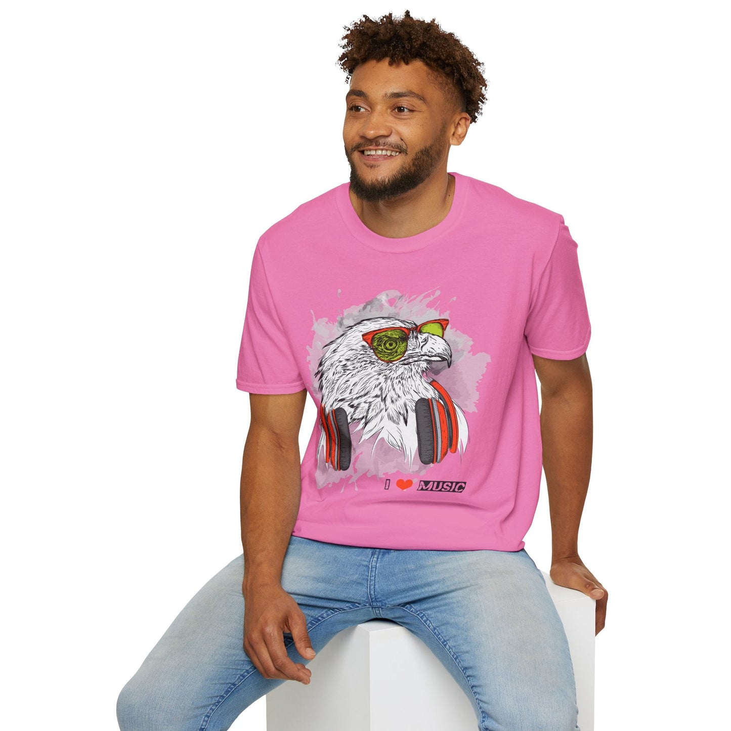 I Love Music Animals Shirt With Headphones Unisex Gildan Softstyle 64000 Tee Premium