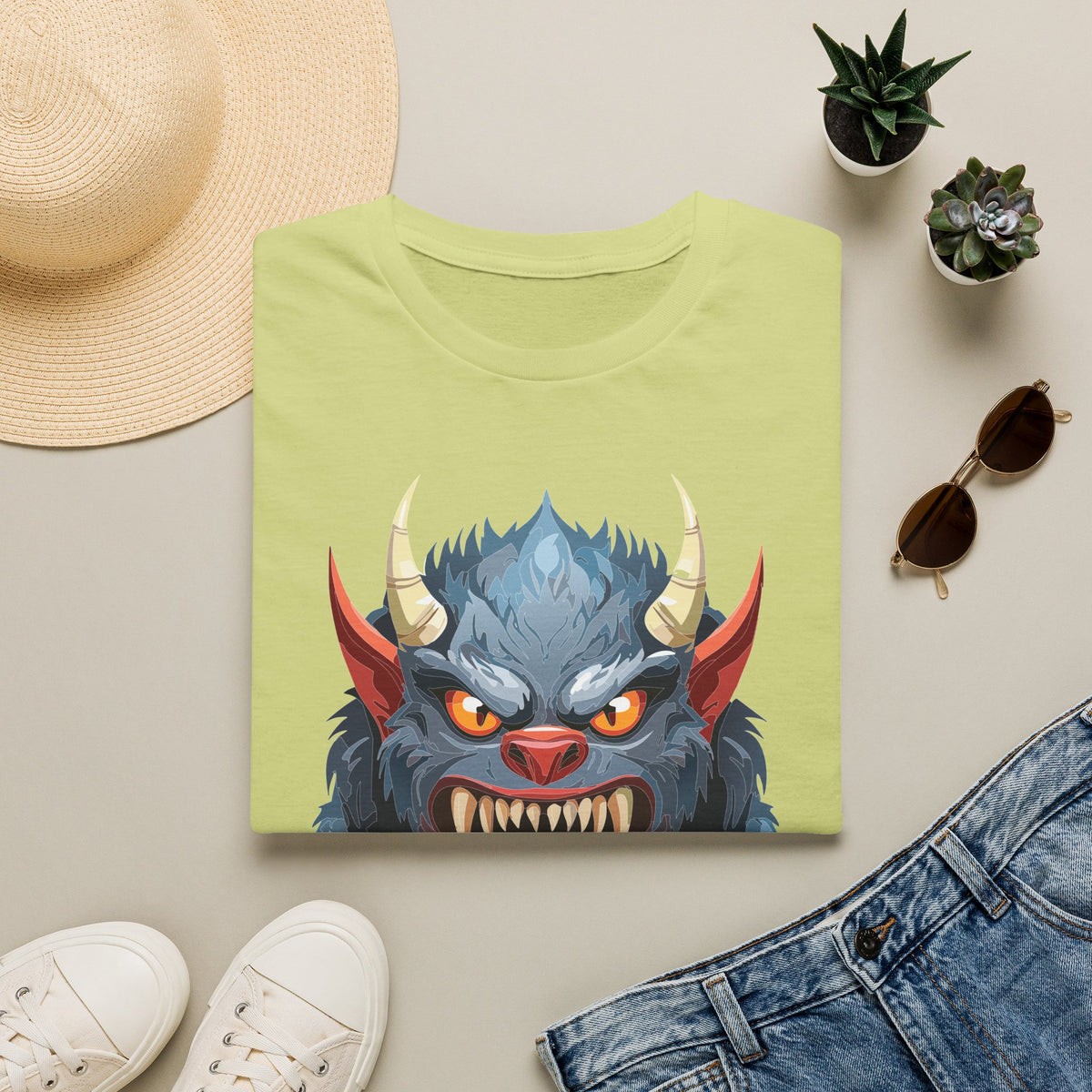 Werewolf Monster T-Shirt — Fierce Demon Face for Halloween Cartoon Graphic Tee Unisex 100 Cotton Gildan T-Shirt