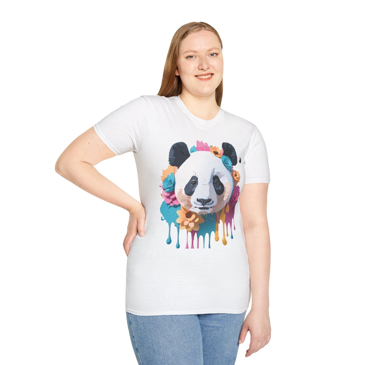 Unisex Panda Shirt Softstyle Cotton Tee For Everyday Wear With Cute Animal Print