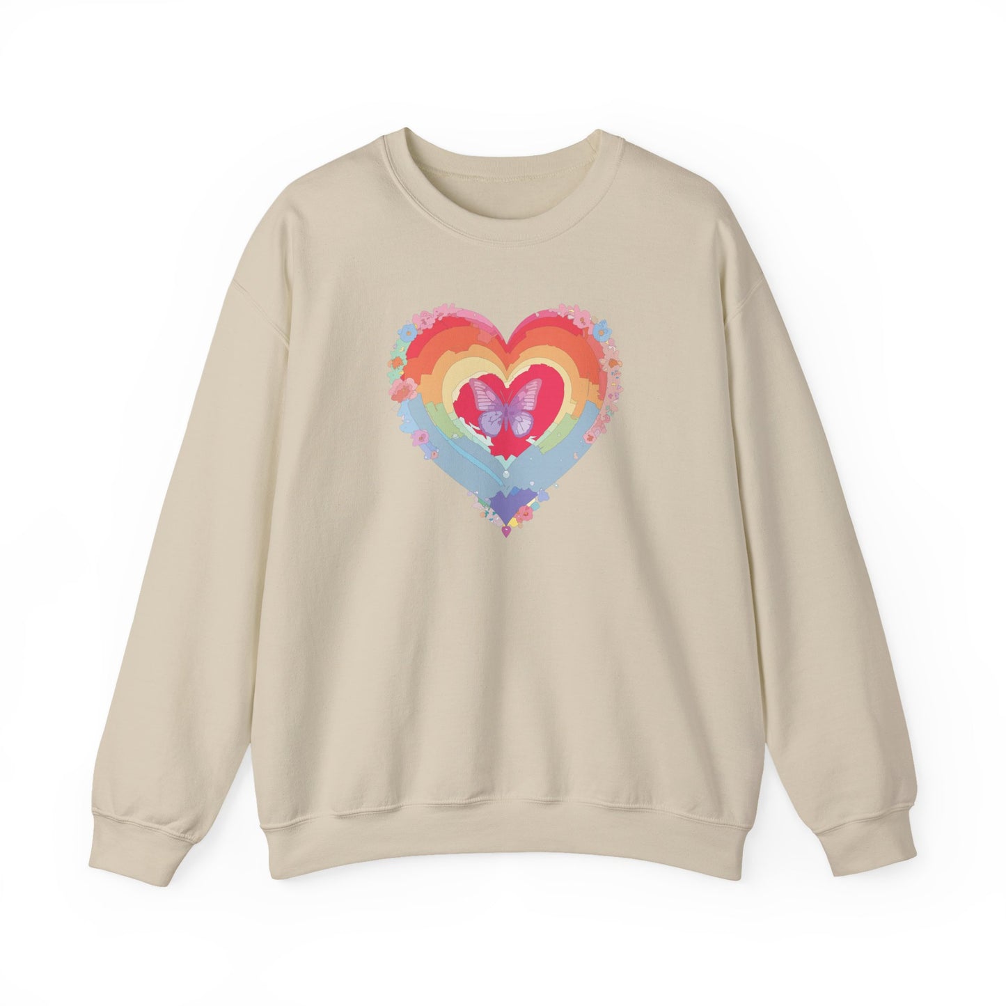 Rainbow Heart Sweatshirt, Floral Heart Sweatshirt, Floral Love Sweatshirt, Valentine's Day Sweatshirt, Rainbow Heart Floral Sweatshirt 116