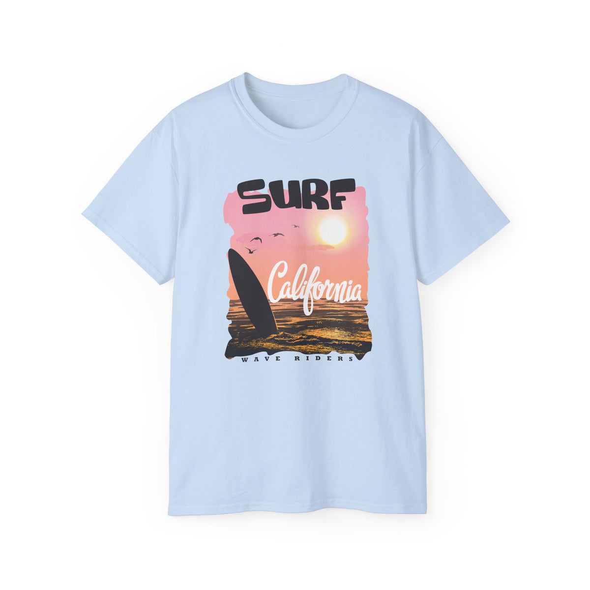 Surf California Tee | Sunset Sailboard Ocean Retro Beach Graphic