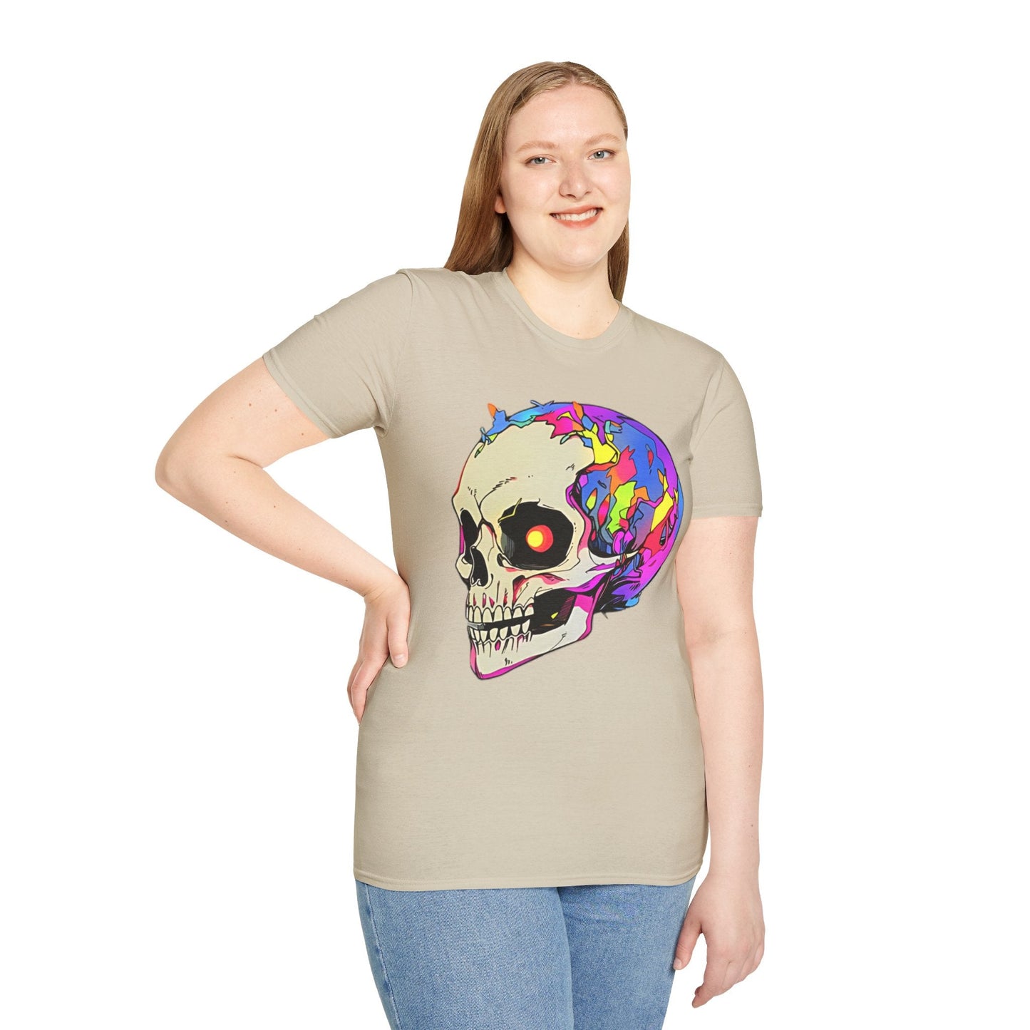 Skull Tee Shirt Unisex Skeleton Shirt Gildan Softstyle 64000 Short Sleeve Graphic Design