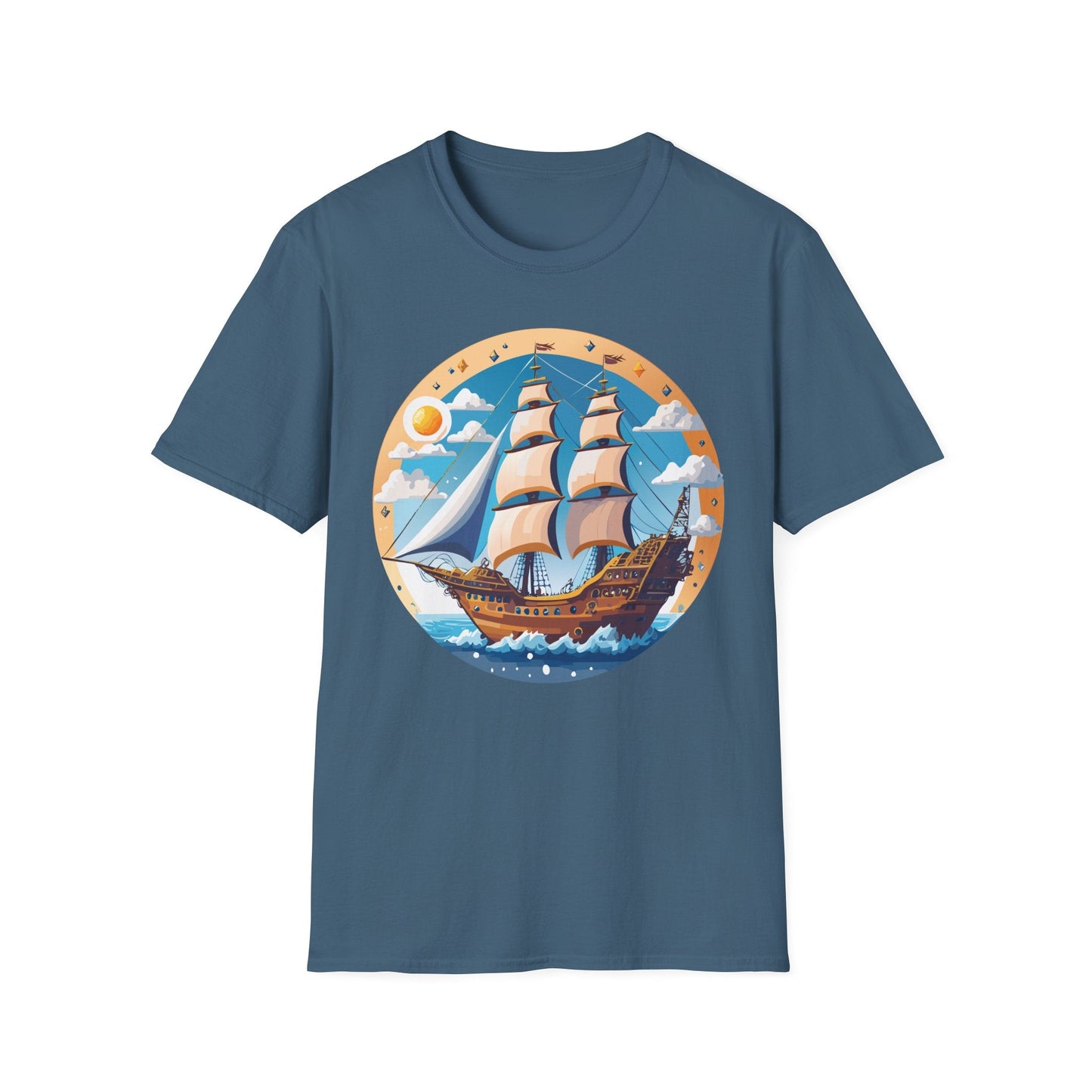 Unisex Nautical Frigate Ship T Shirt Vessel Tee Gildan Softstyle 64000 100 Percent Ring Spun Cotton